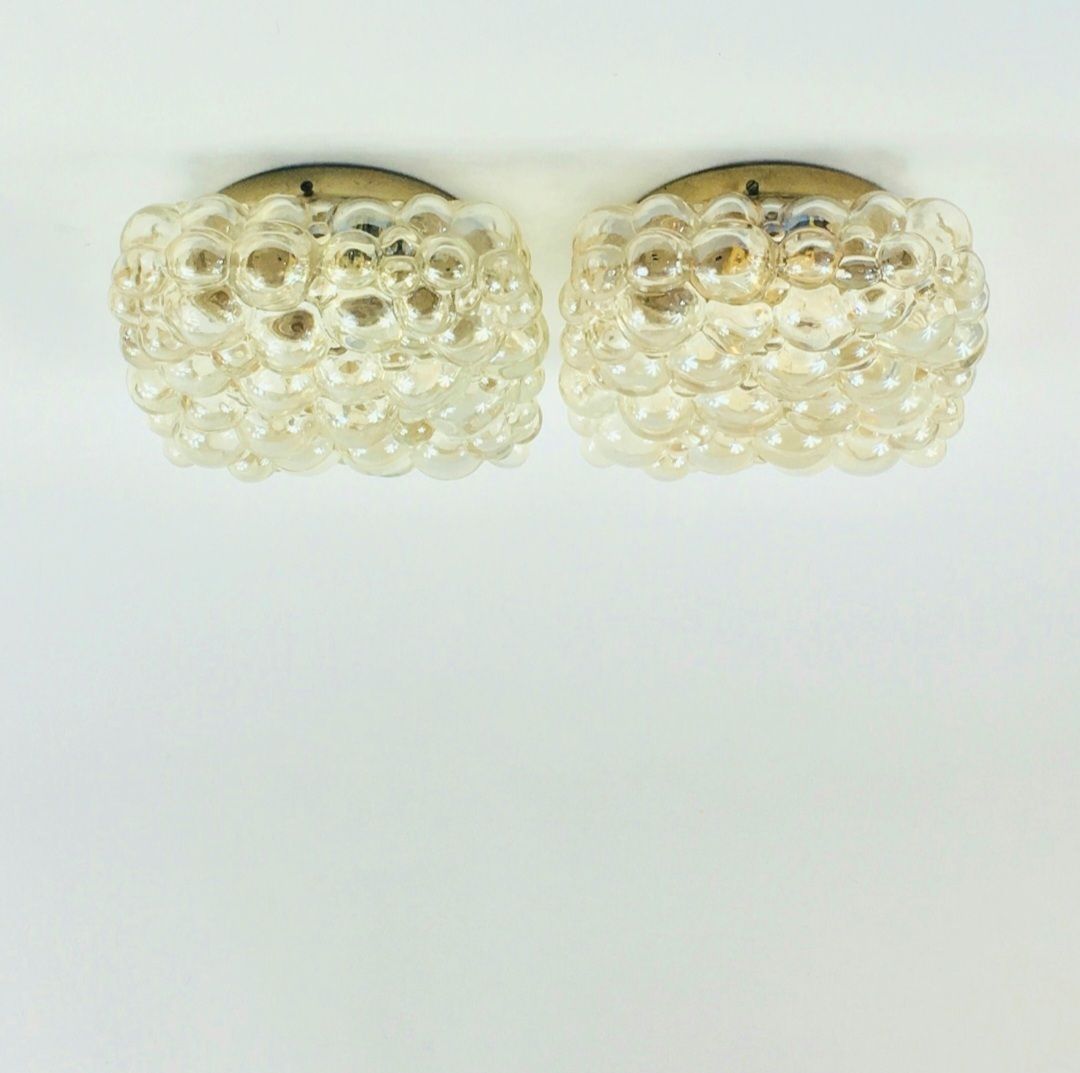 Pair Of Mid Century Amber Bubble Glass Wall Lights By Helena Tynell For Limburg, Germany, 1970s photo Lighting