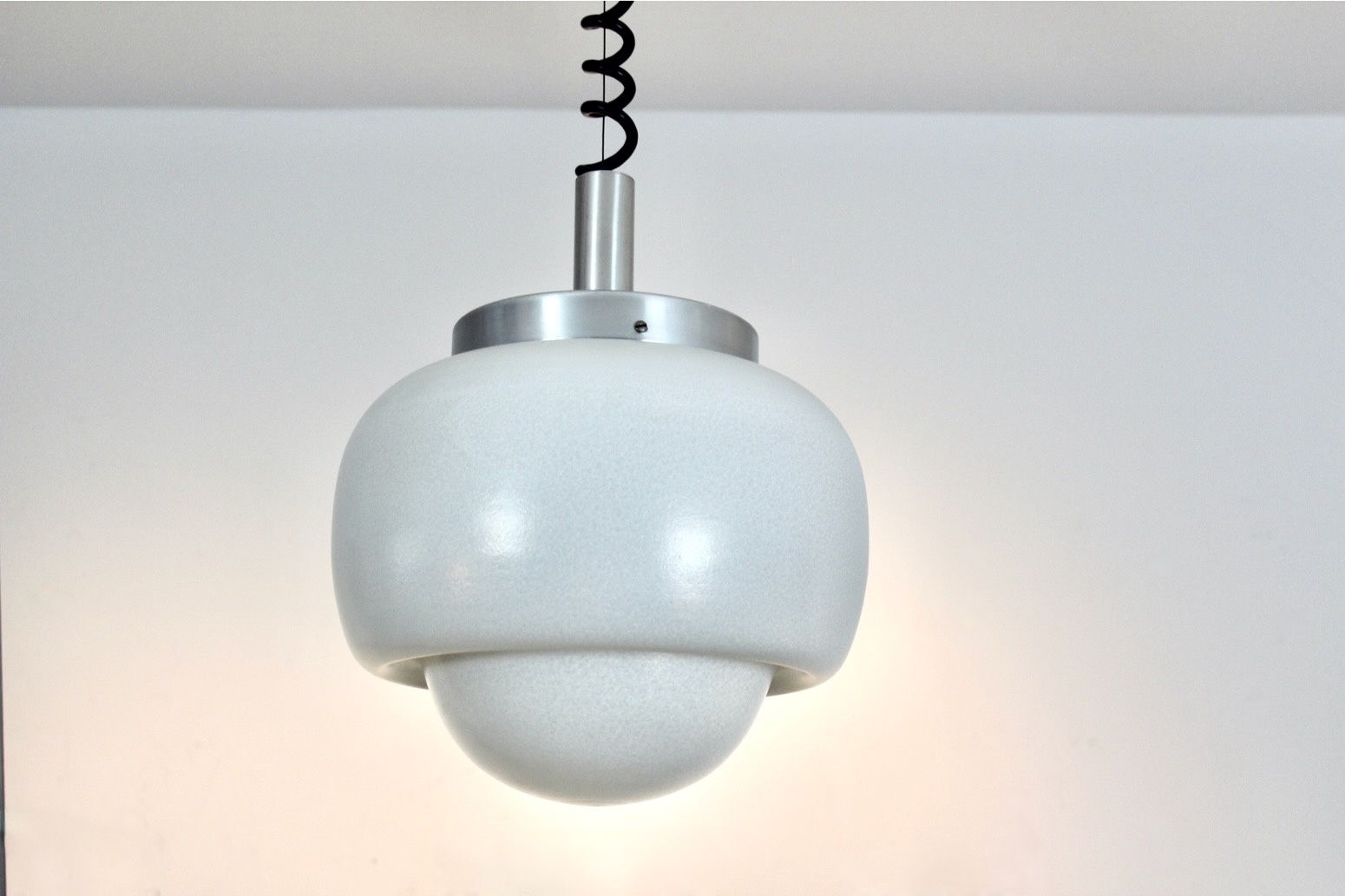 Peill & Putzler Aluminum And Opal Glass Bubble Pendant, Germany, 1960s