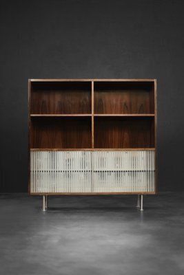 photo furniture Mid Century Modern Scandinavian Rosewood Highboard With Glass, 1960s