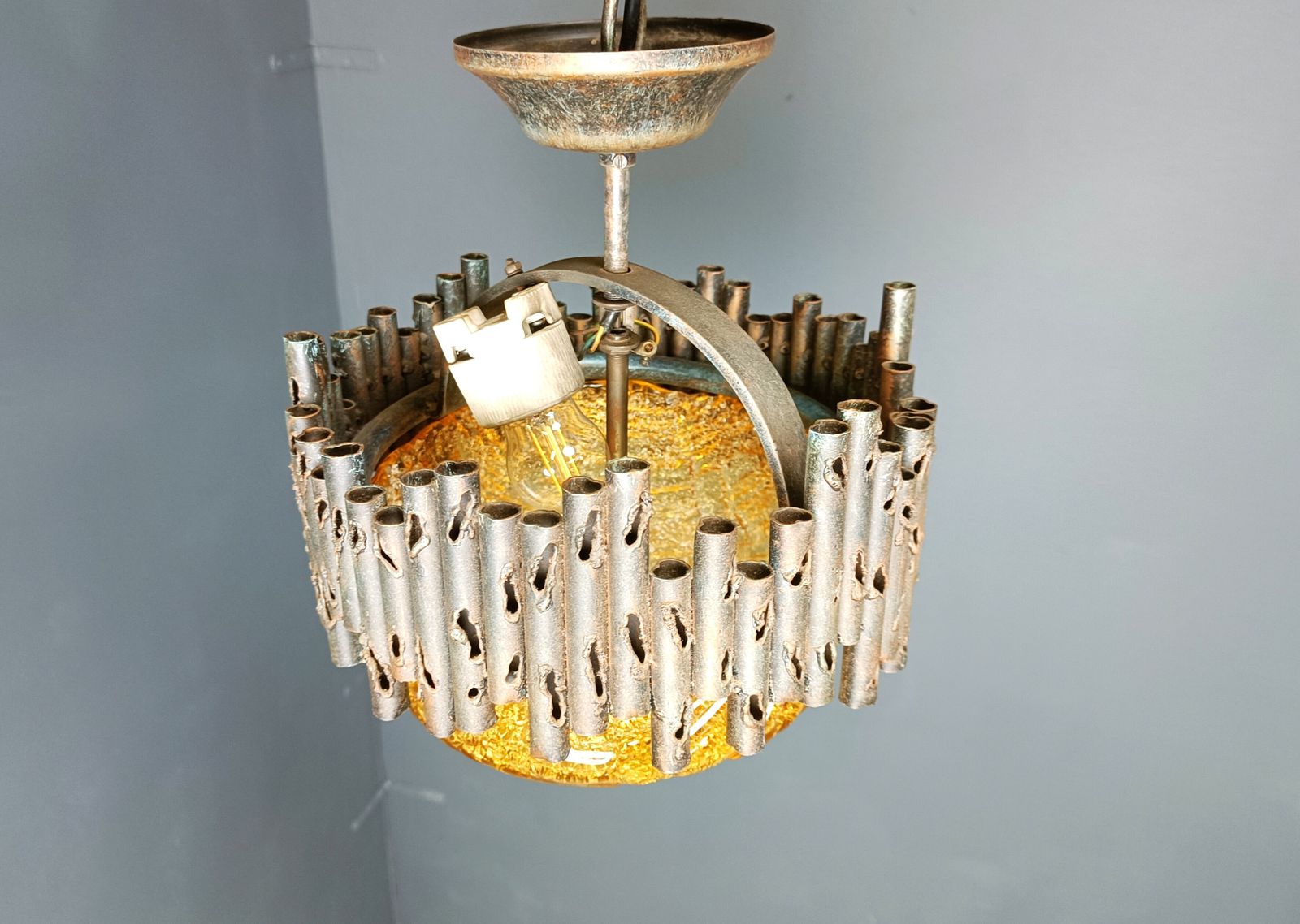 Brutalist Pendant Lights By Marcello Fantoni, 1960s photo 695.0