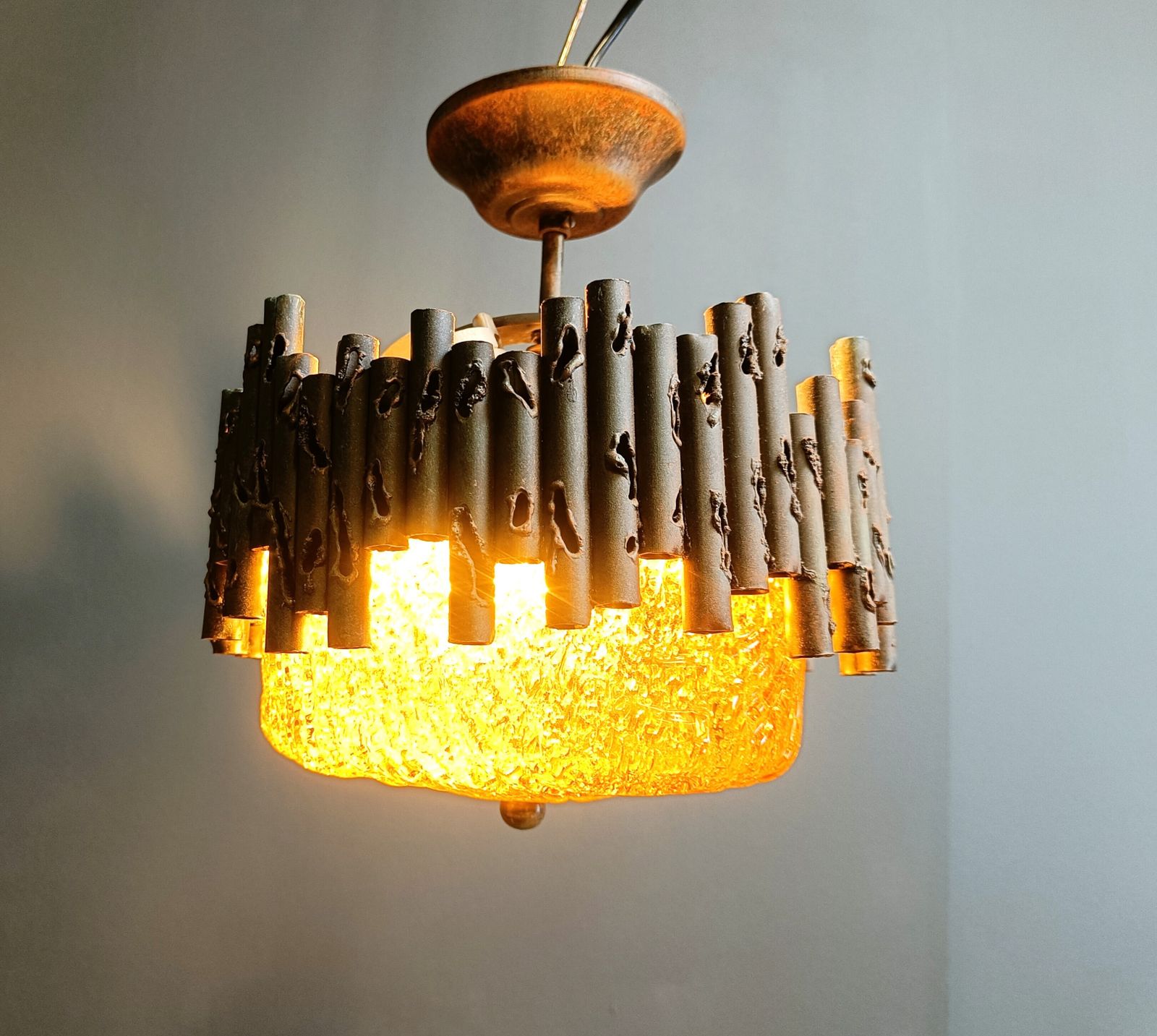 Brutalist Pendant Lights By Marcello Fantoni, 1960s photo buy