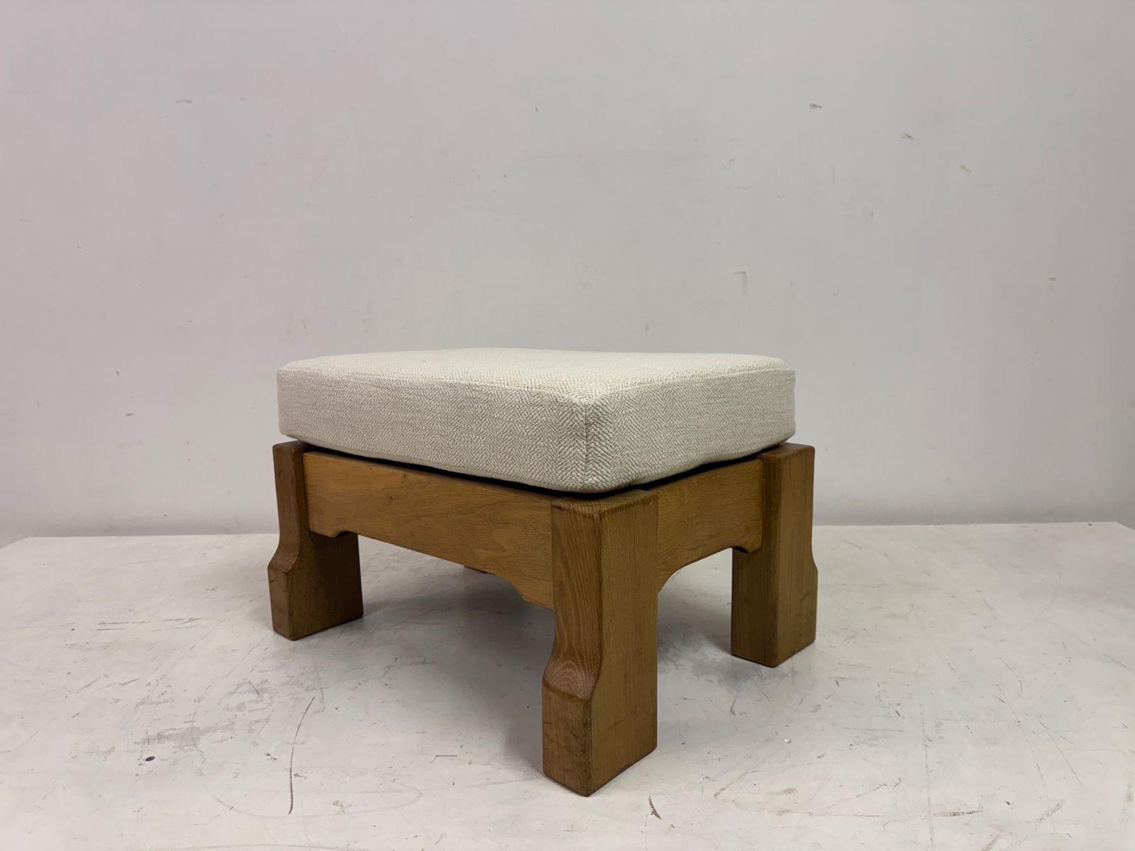 Belgian Oak Stool By De Puydt In Neutral Fabric photo 475.0