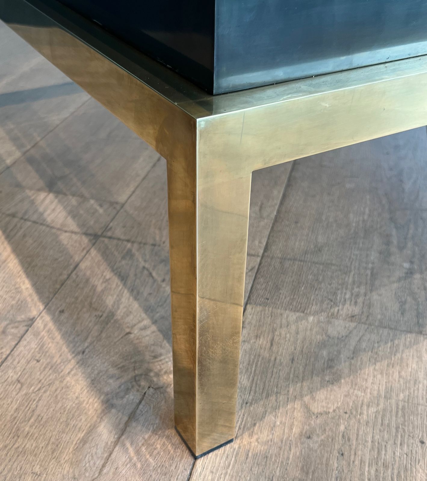 Furniture Brass And Black Lacquer Coffee Table By Guy Lefèvre For Maison Jansen photo