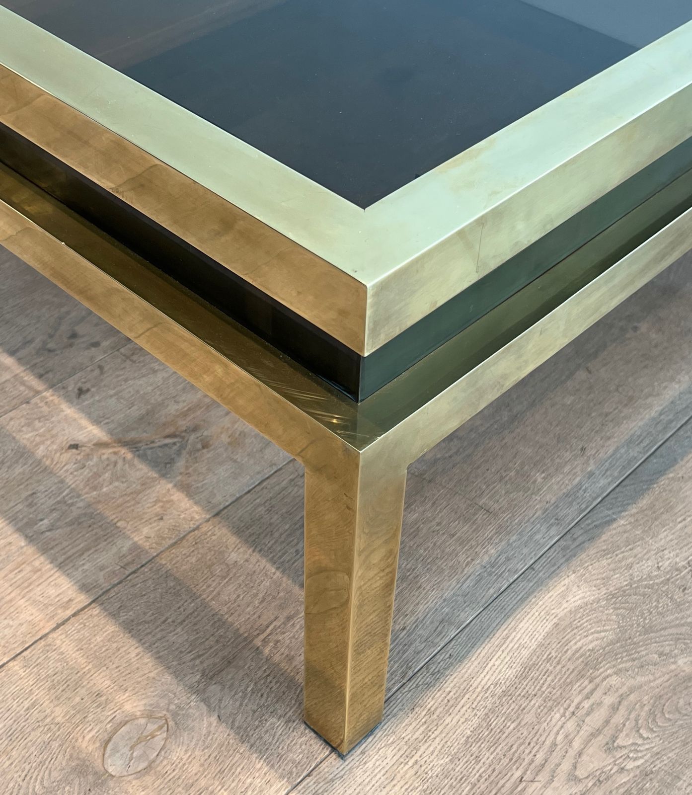 photo buy Brass And Black Lacquer Coffee Table By Guy Lefèvre For Maison Jansen