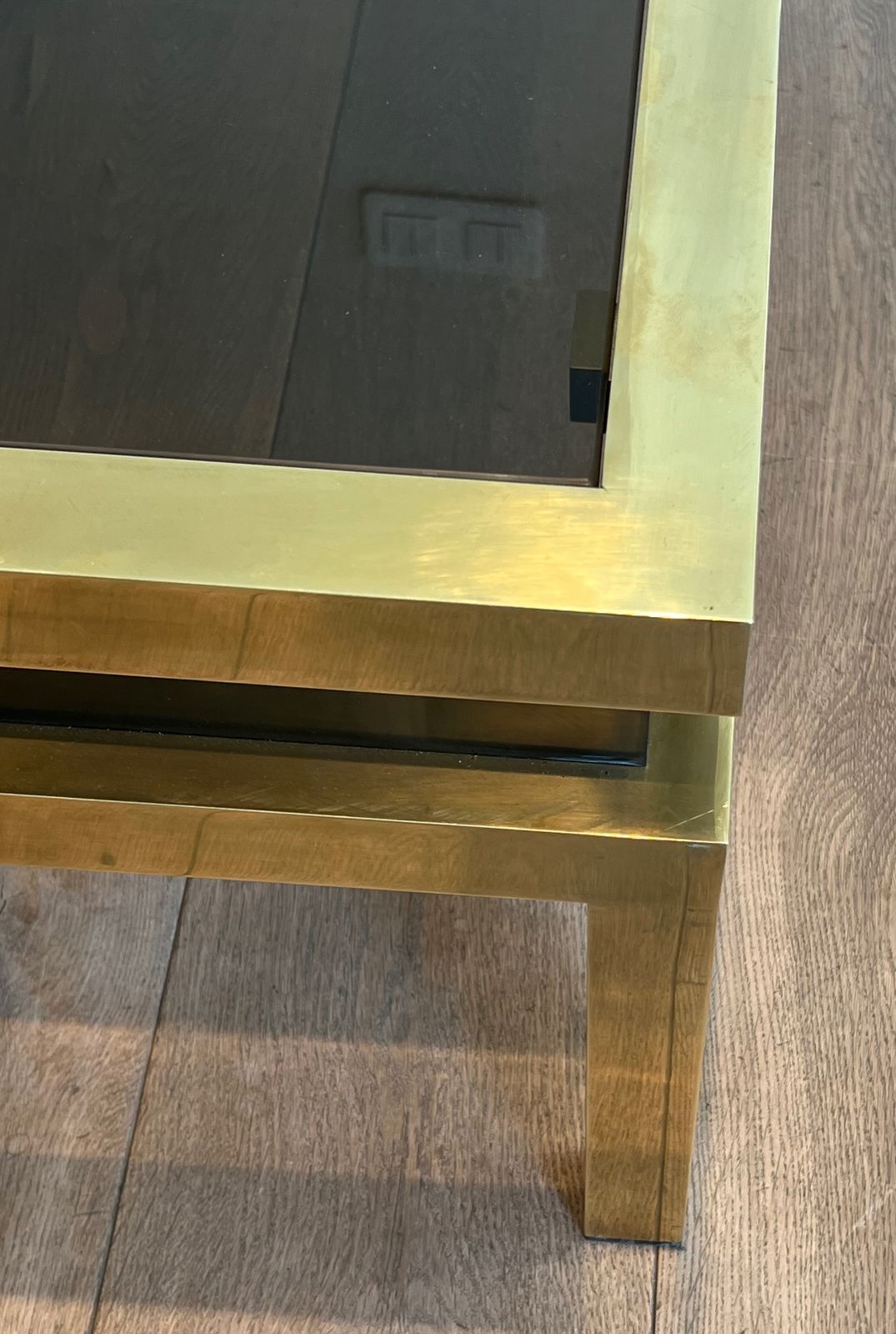 photo vintage Brass And Black Lacquer Coffee Table By Guy Lefèvre For Maison Jansen
