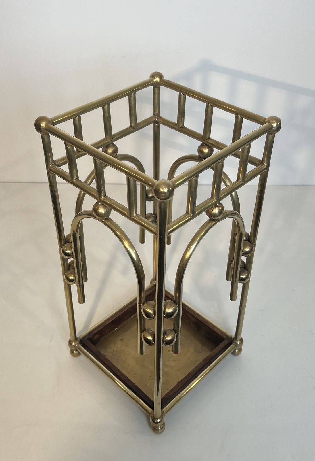 Home Decor Modernist Brass Umbrella Stand In The Style Of Joseph Hoffmann photo