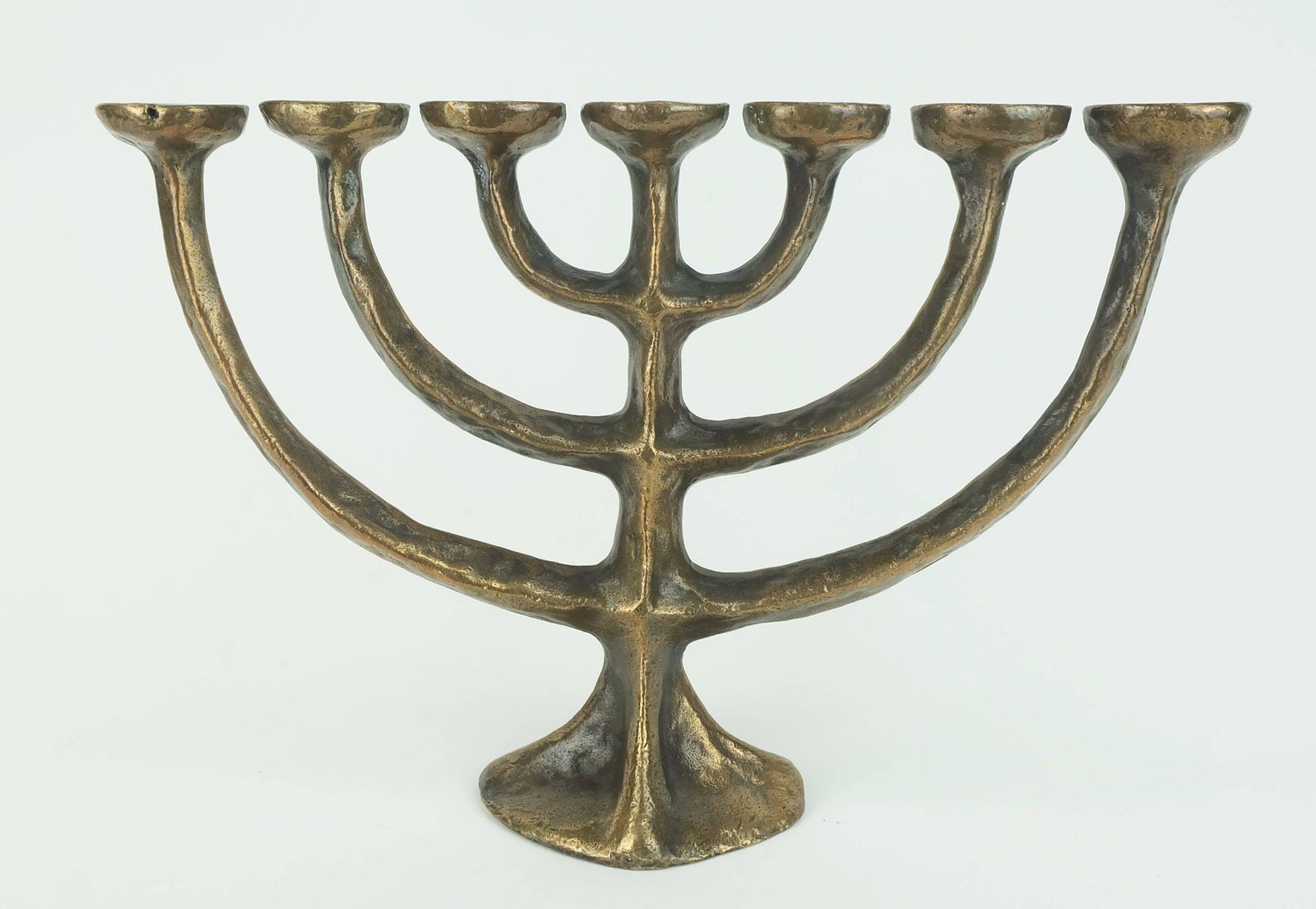 7 Armed Cand1960s 70s Mid Century Brutalist Bronze Candelabra photo for sale