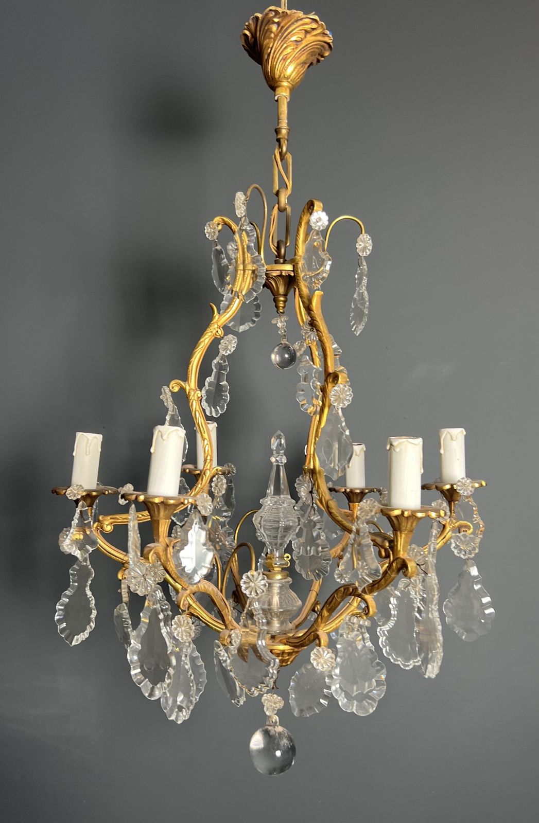 Louis XV Style Bronze Chandelier With Crystals And 6 Lights photo furniture