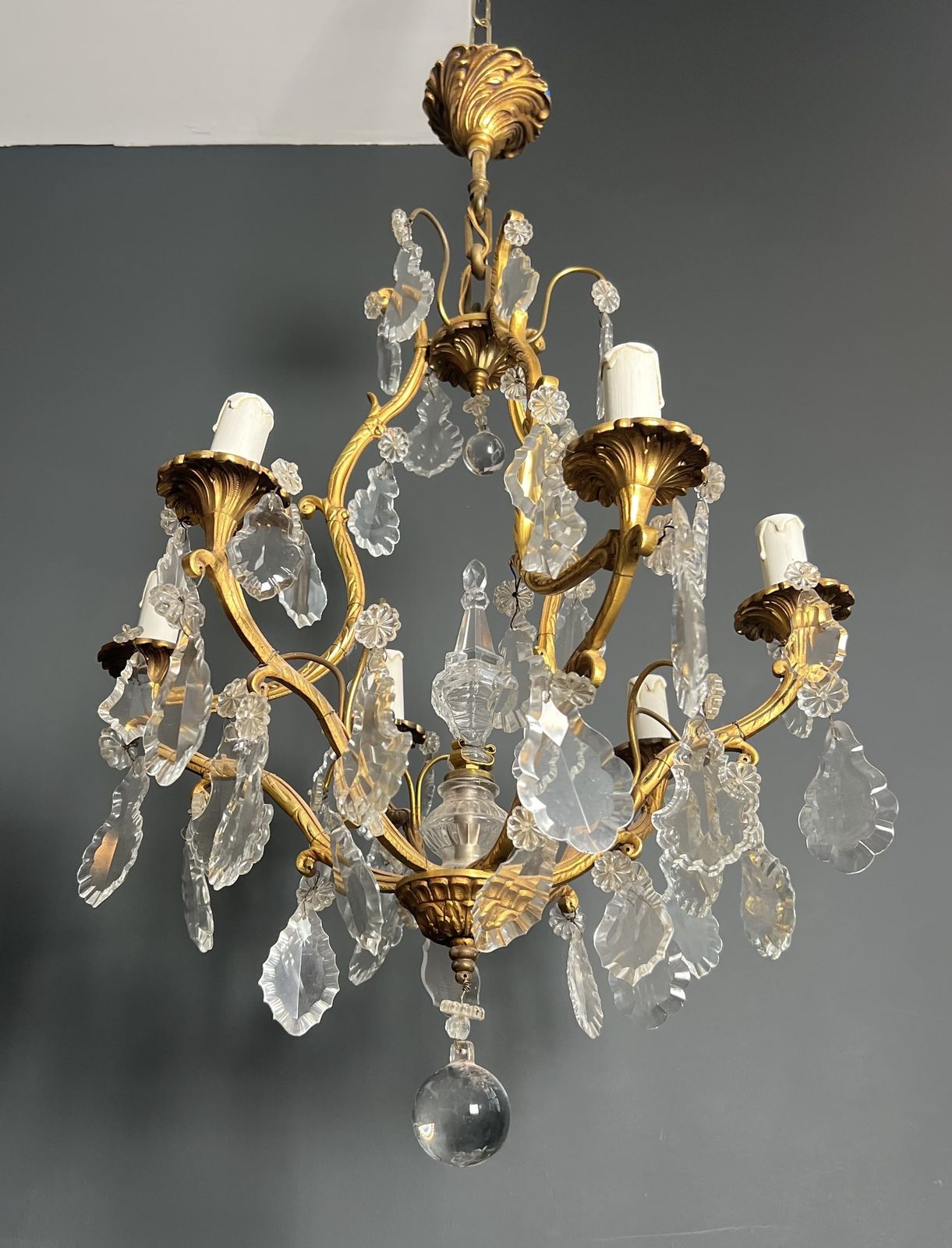 Lighting Louis XV Style Bronze Chandelier With Crystals And 6 Lights photo