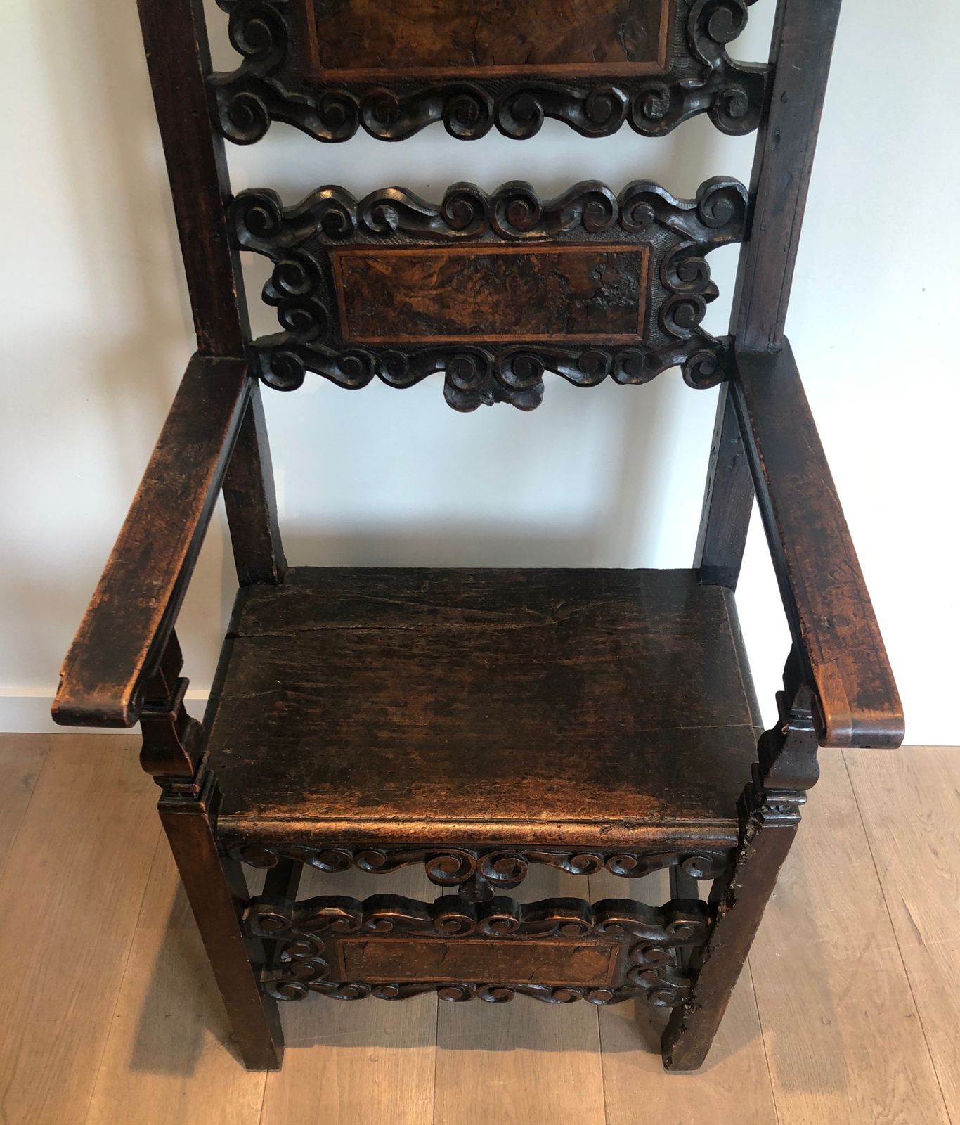 Set Of An Italian Renaissance Period Armchair And Pair Of Walnut Chairs photo vintage