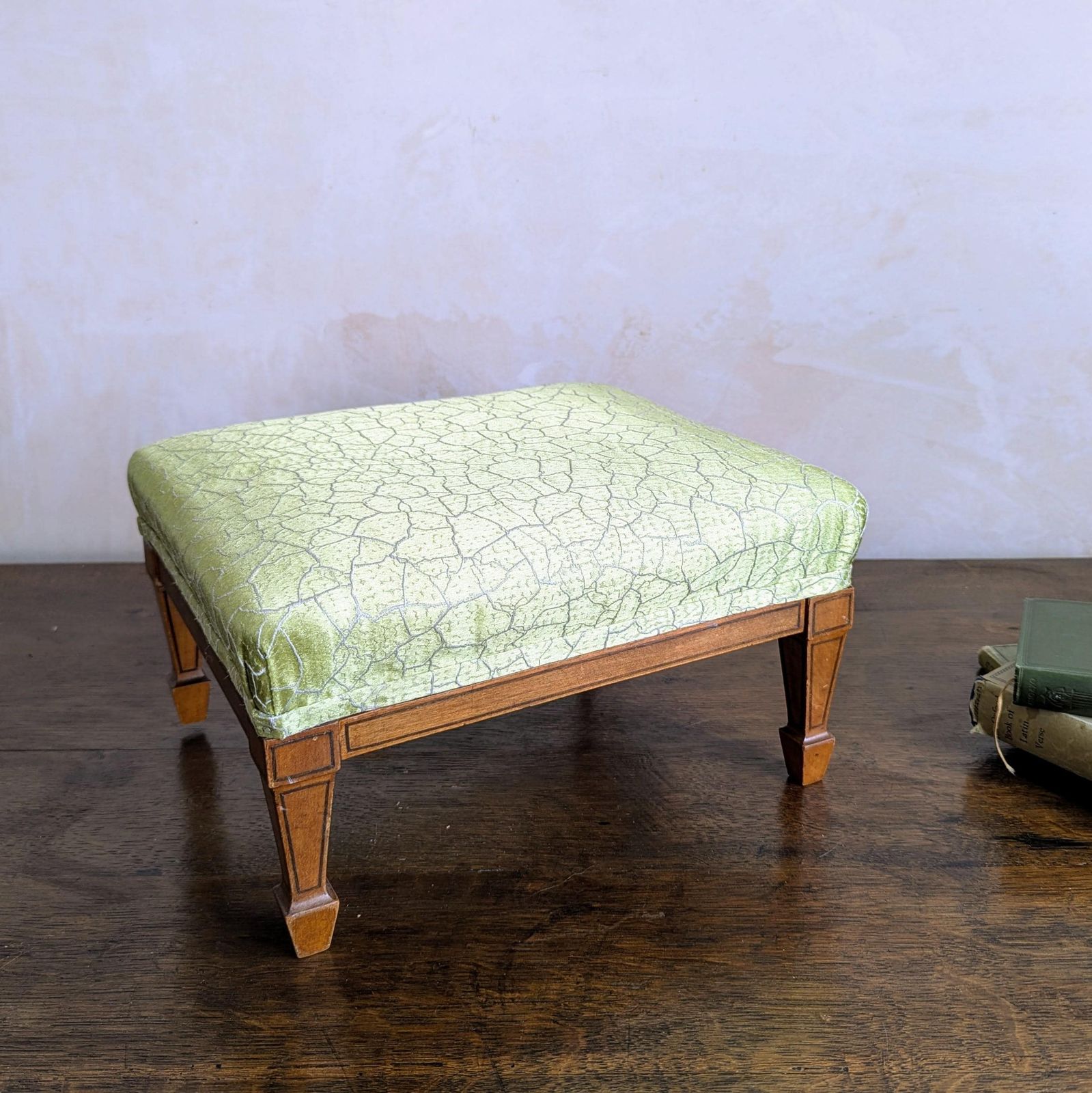 An Antique French Upholstered Footstool C1900 Zoffany Fabric