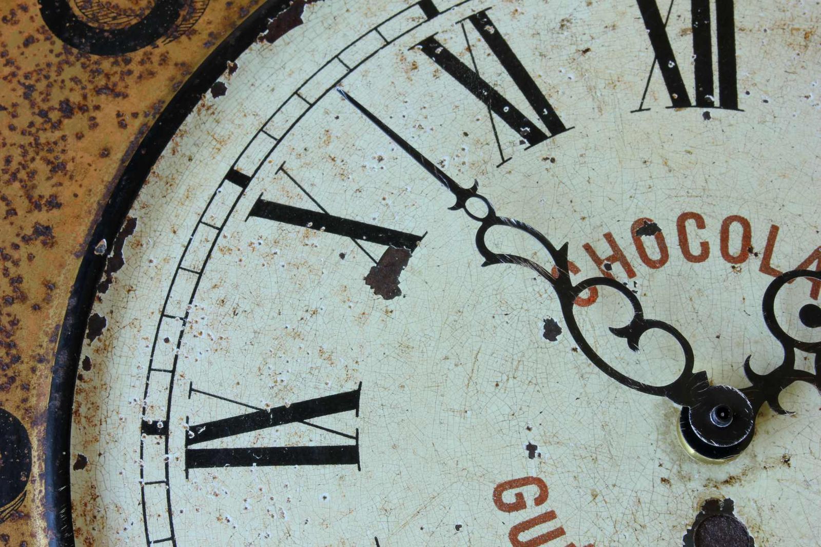 photo vinterior French Guerin Boutron Chocolat Wall Clock. Chocolate Advertising Sign.