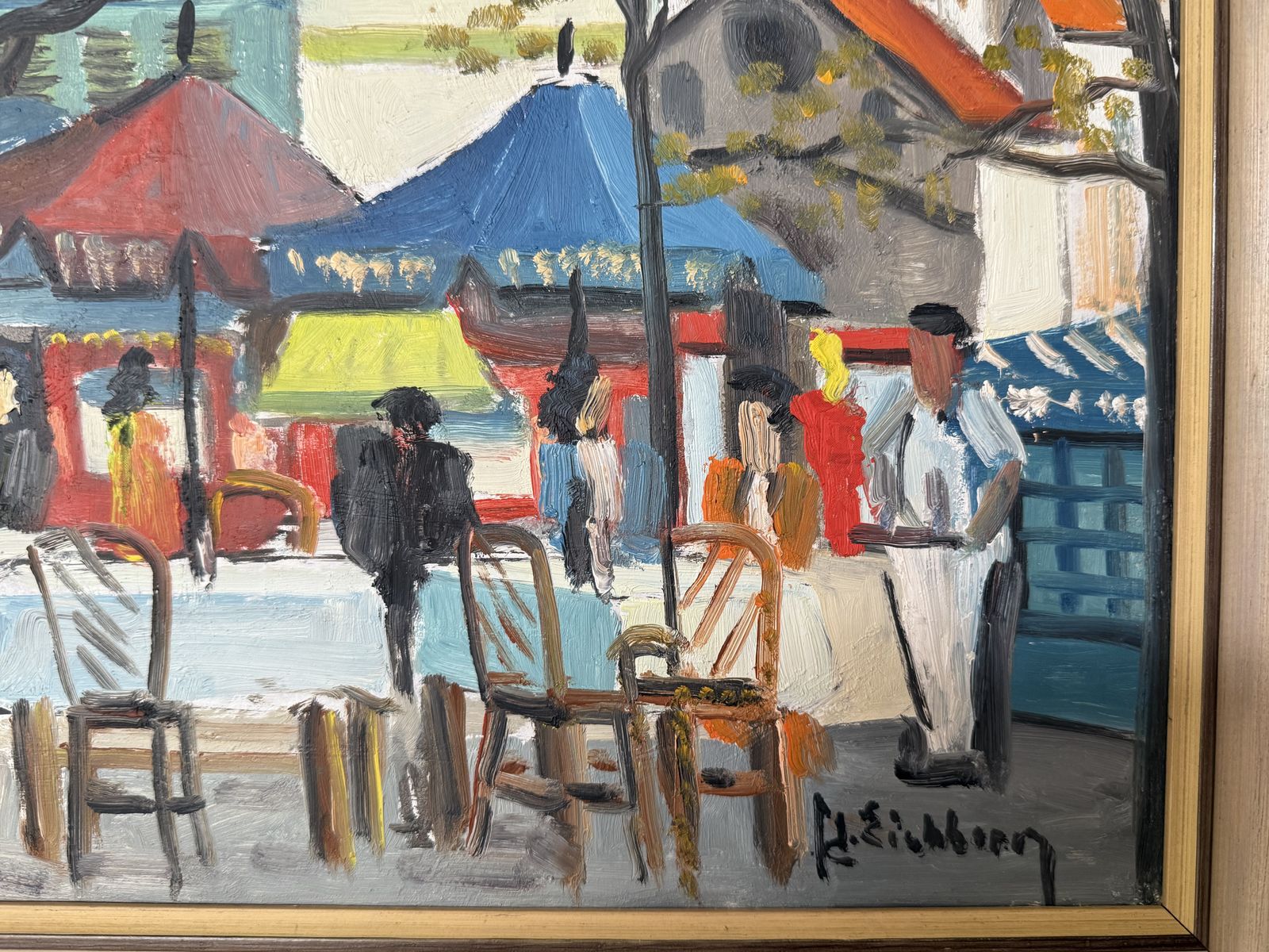 Parisian Café Scene Oil Painting By Swedish Artist Jack Eichborn photo 620.0