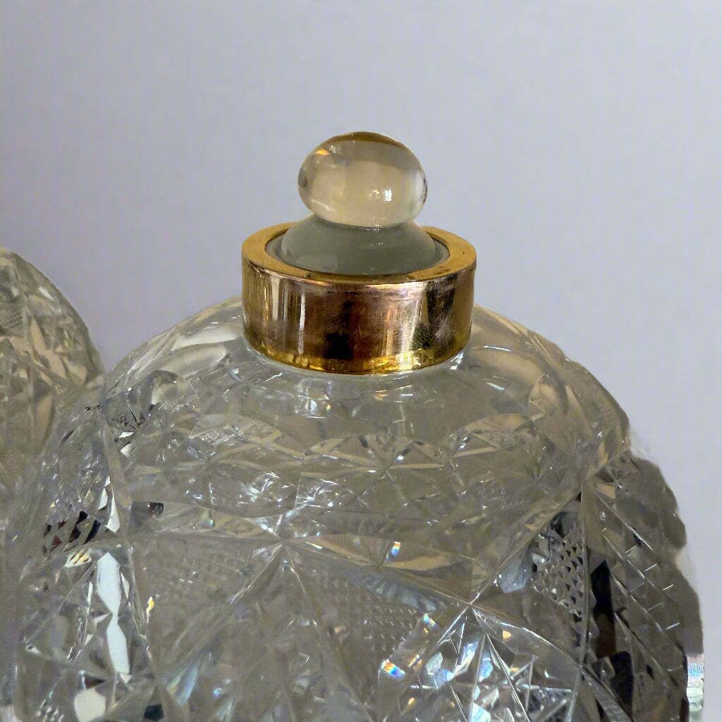 Pair Of Hobnail Cut Glass And Silver Scent Bottles Circa 1890 With Original Stoppers And Tortoise Shell Lids photo furniture