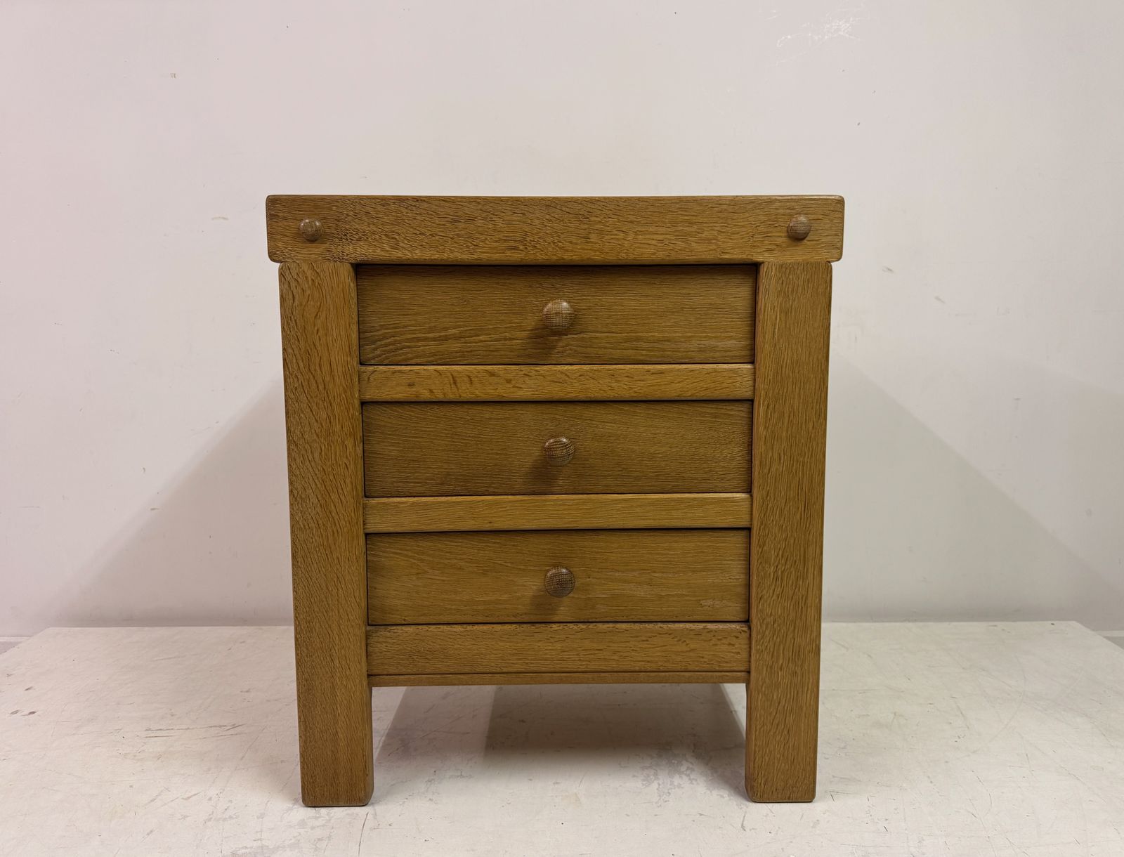 Brutalist Three Drawer Oak Chest Of Drawers photo Furniture