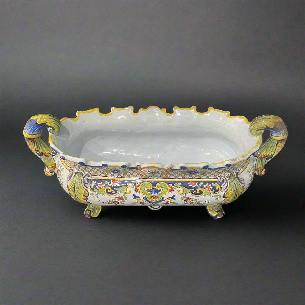 Late 19th Century French Faience Jardiniere / Planter Made In Desvres photo furniture
