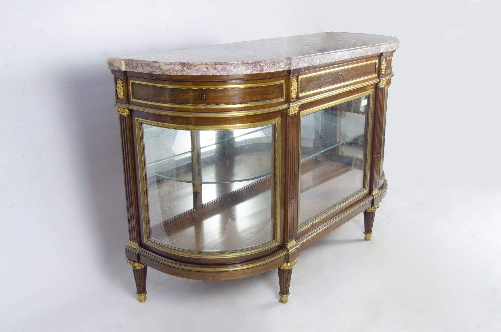 Late 19th Century Louis XVI Bronze, Wood, And Marble Service Vitrine By Francois Linke, France