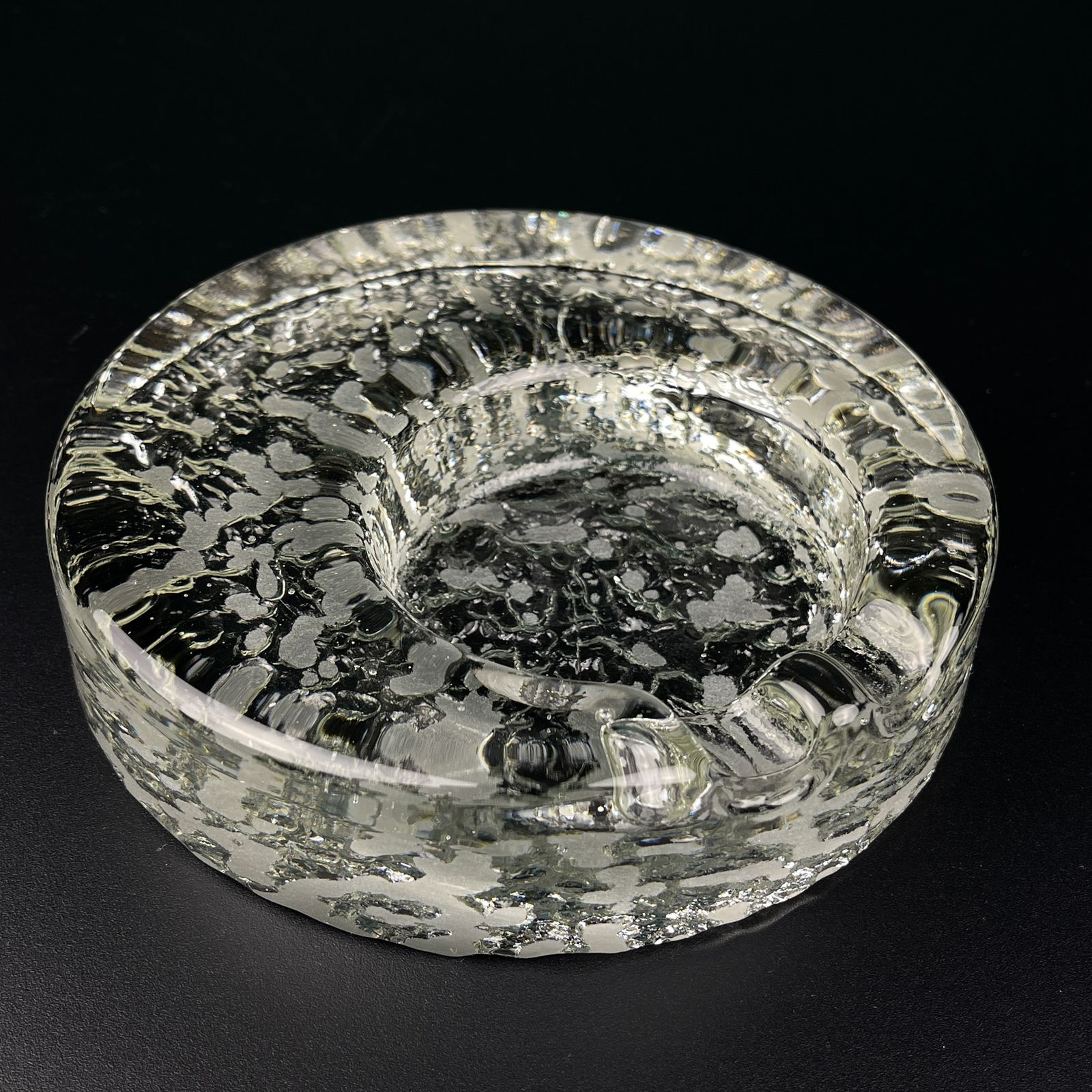 Vintage Ice Glass Ashtray By Kosta Boda, Sweden, 1970s photo for sale