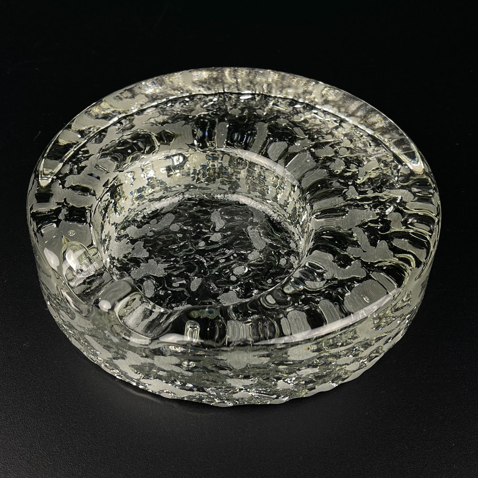 390.0 Vintage Ice Glass Ashtray By Kosta Boda, Sweden, 1970s photo