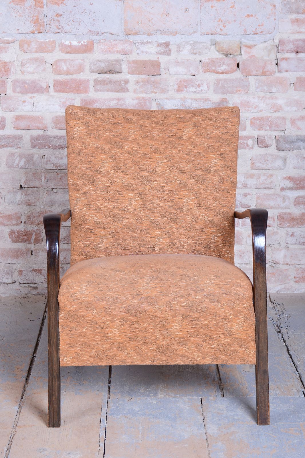 photo furniture Pair Of Restored Art Deco Armchairs, Beech, Polish, Reupholstered, Czech, 1930s