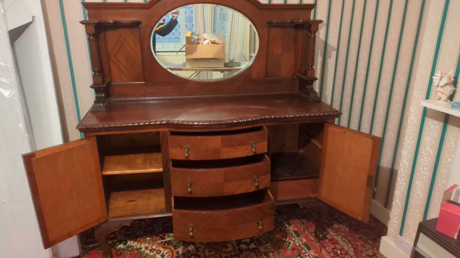 1950's Originally Varnished Mirrored Dresser