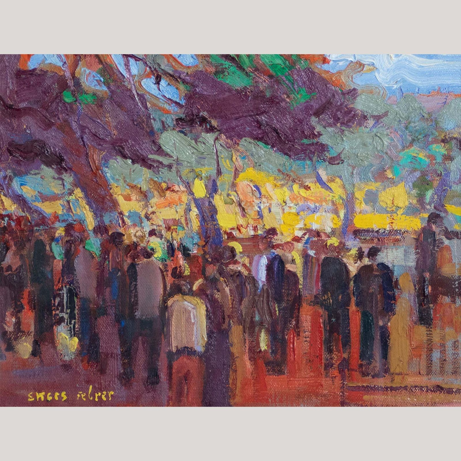 Mercado De Sineu – Olieverfschilderij Van Mateu Sitges Febrer | Marktscène Op Mallorca