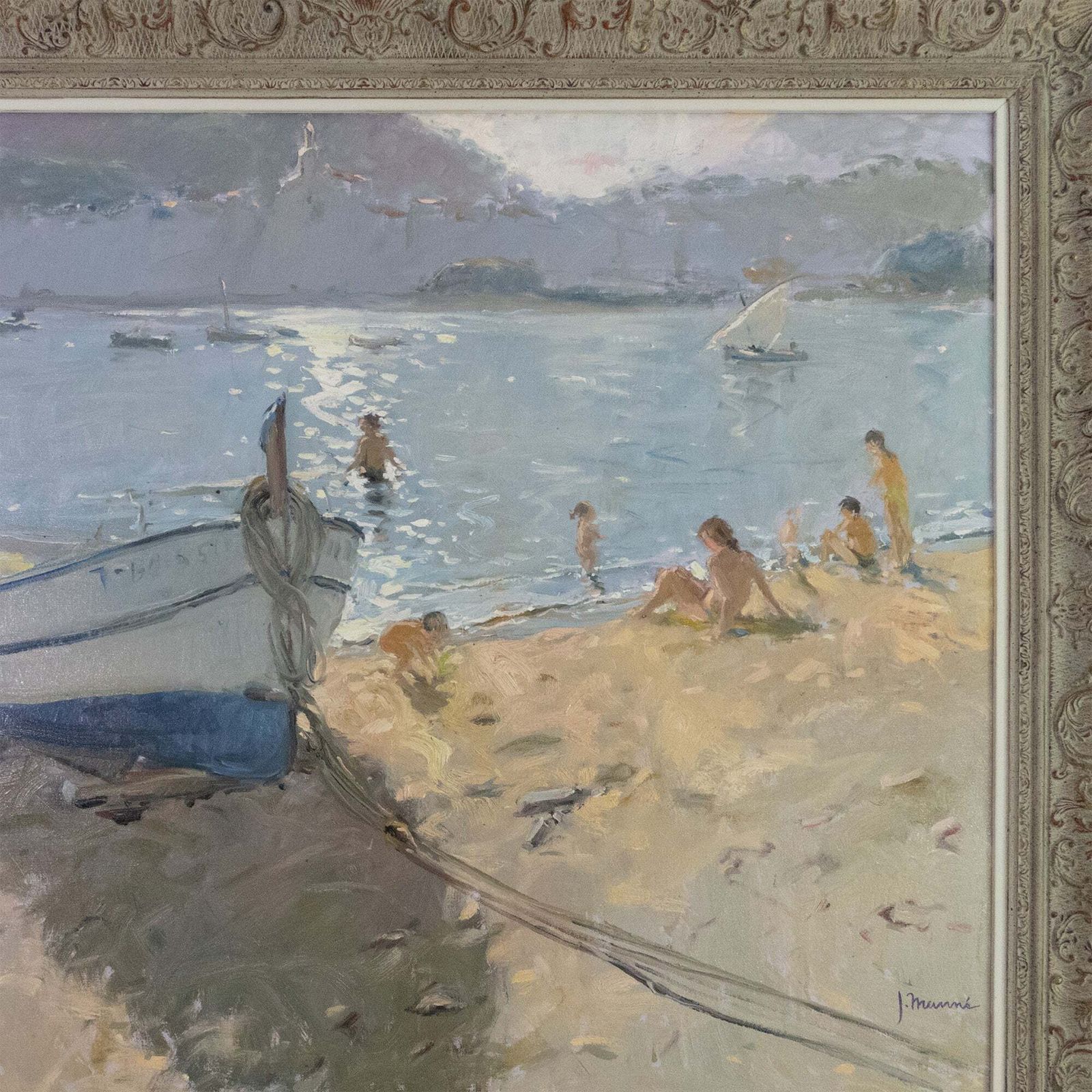 Contrallum A Cadaqués – Beach Scene With Boat By Josep Munné Graupera photo Art