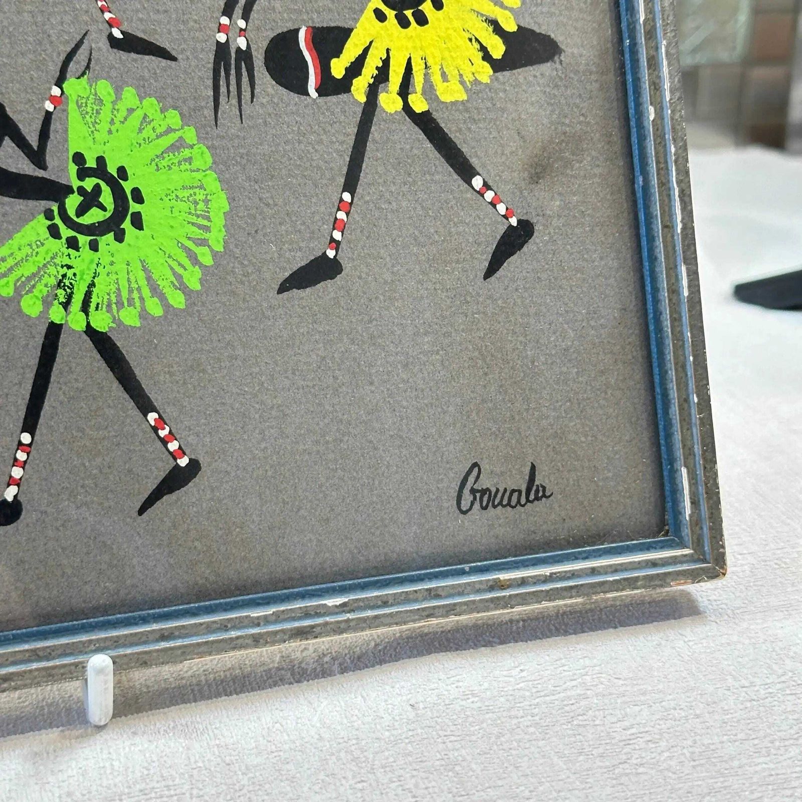 Mid Century 1950s African Tribal Art   Framed Dancers With Colorful Tutús   Gouala photo 52.0