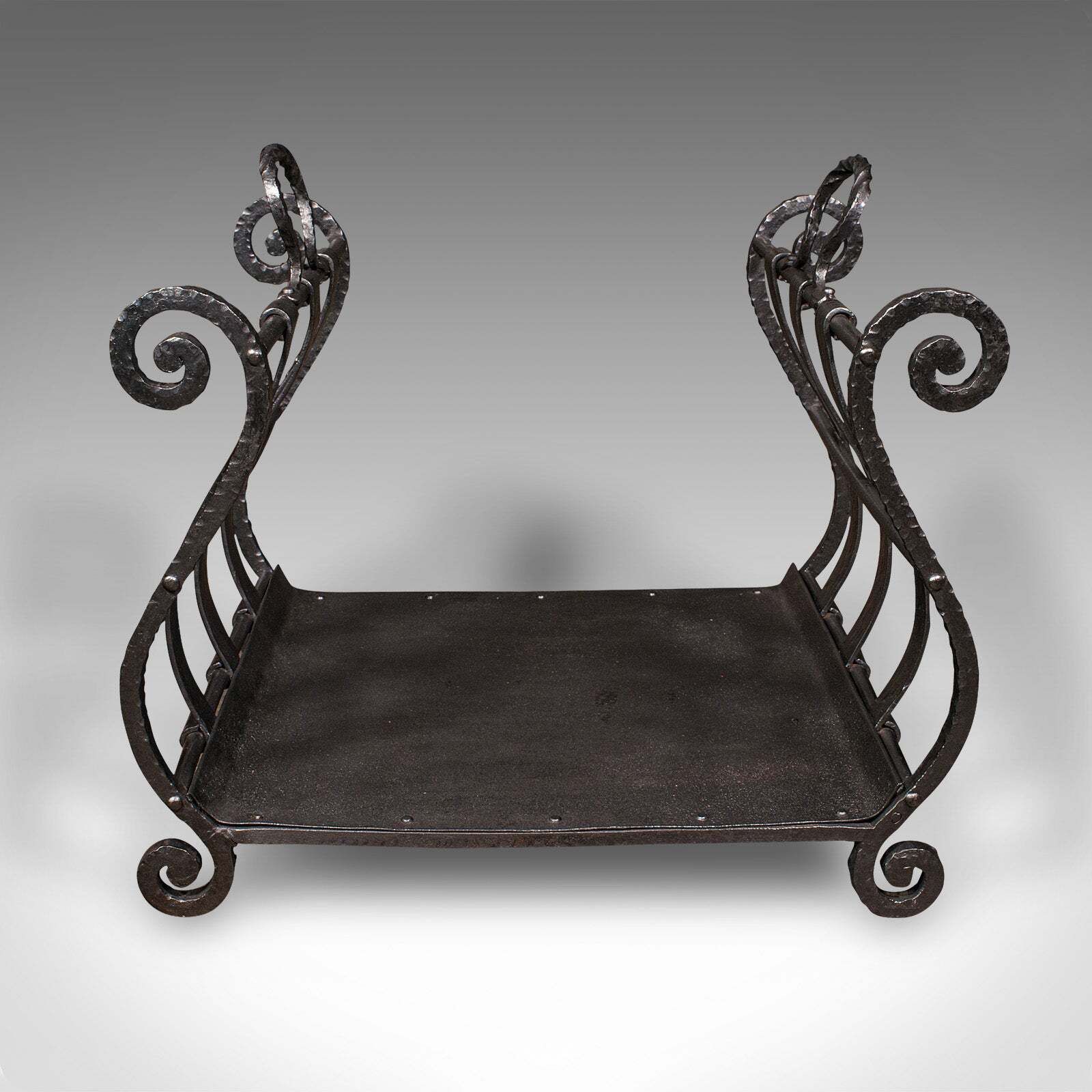 Antique Log Layer, English, Wrought Iron Fireside Fuel Keeper, Victorian, C.1850 photo Home Fixtures