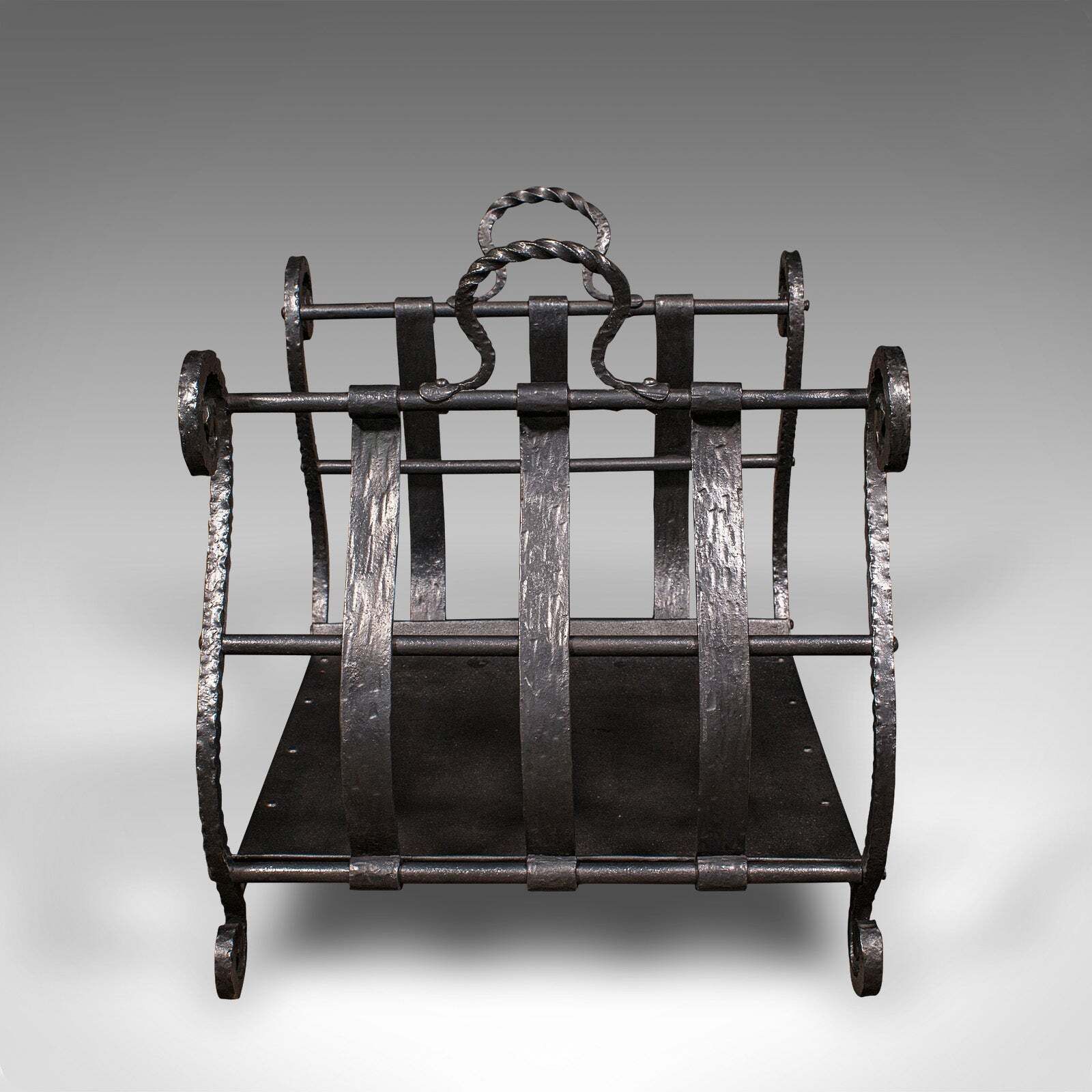 Antique Log Layer, English, Wrought Iron Fireside Fuel Keeper, Victorian, C.1850 photo 1322.0