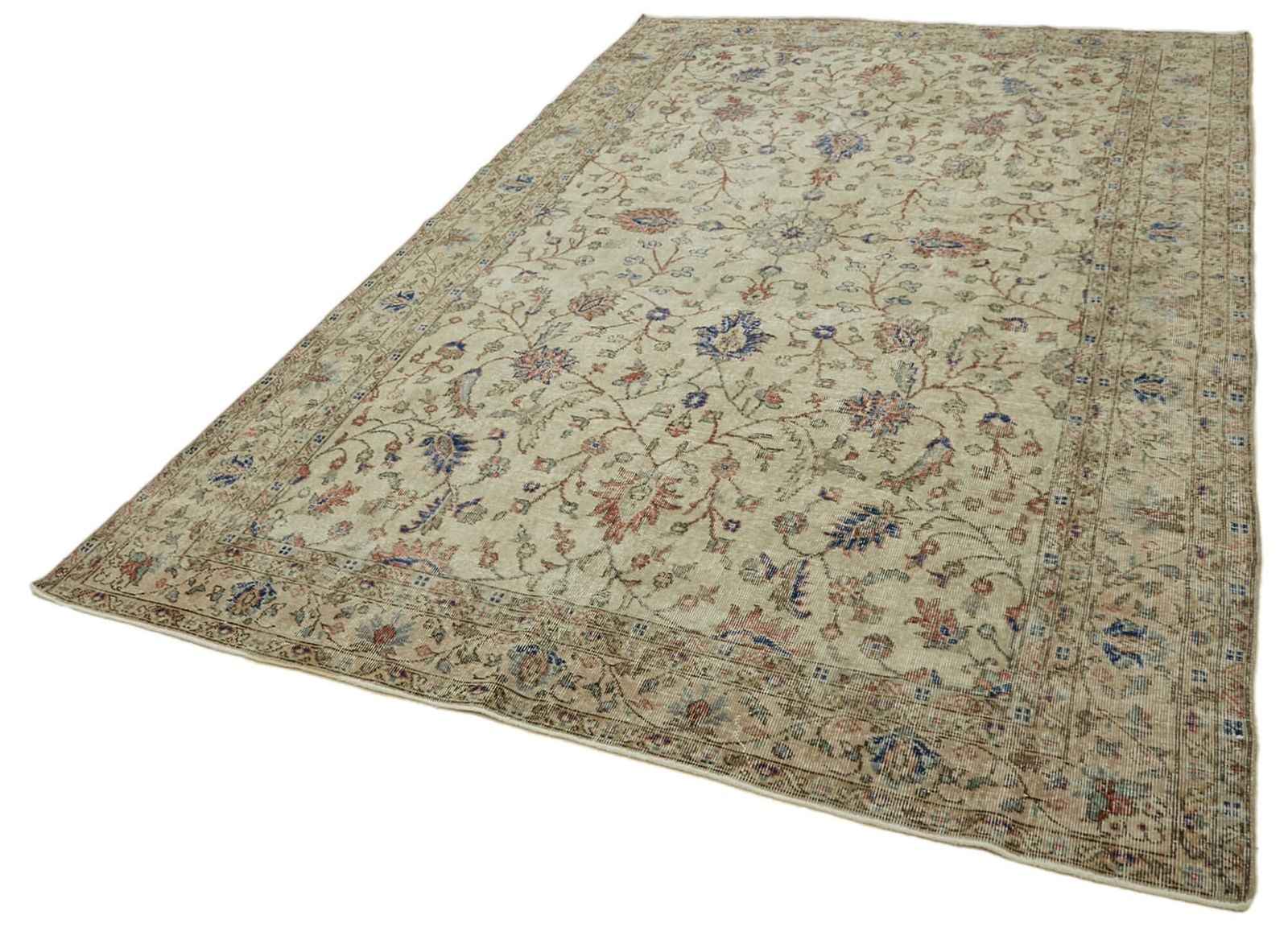 7x11 Beige Turkish Vintage Area Rug   46317 photo for sale