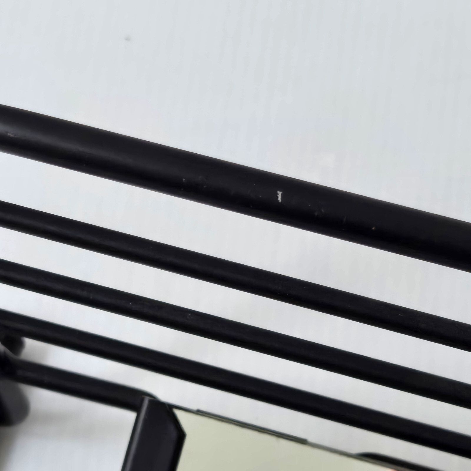 photo for sale Vintage 1950 Rockabilly Black Lacquer Metal Patere Mirror Wall Coat Rack 50s