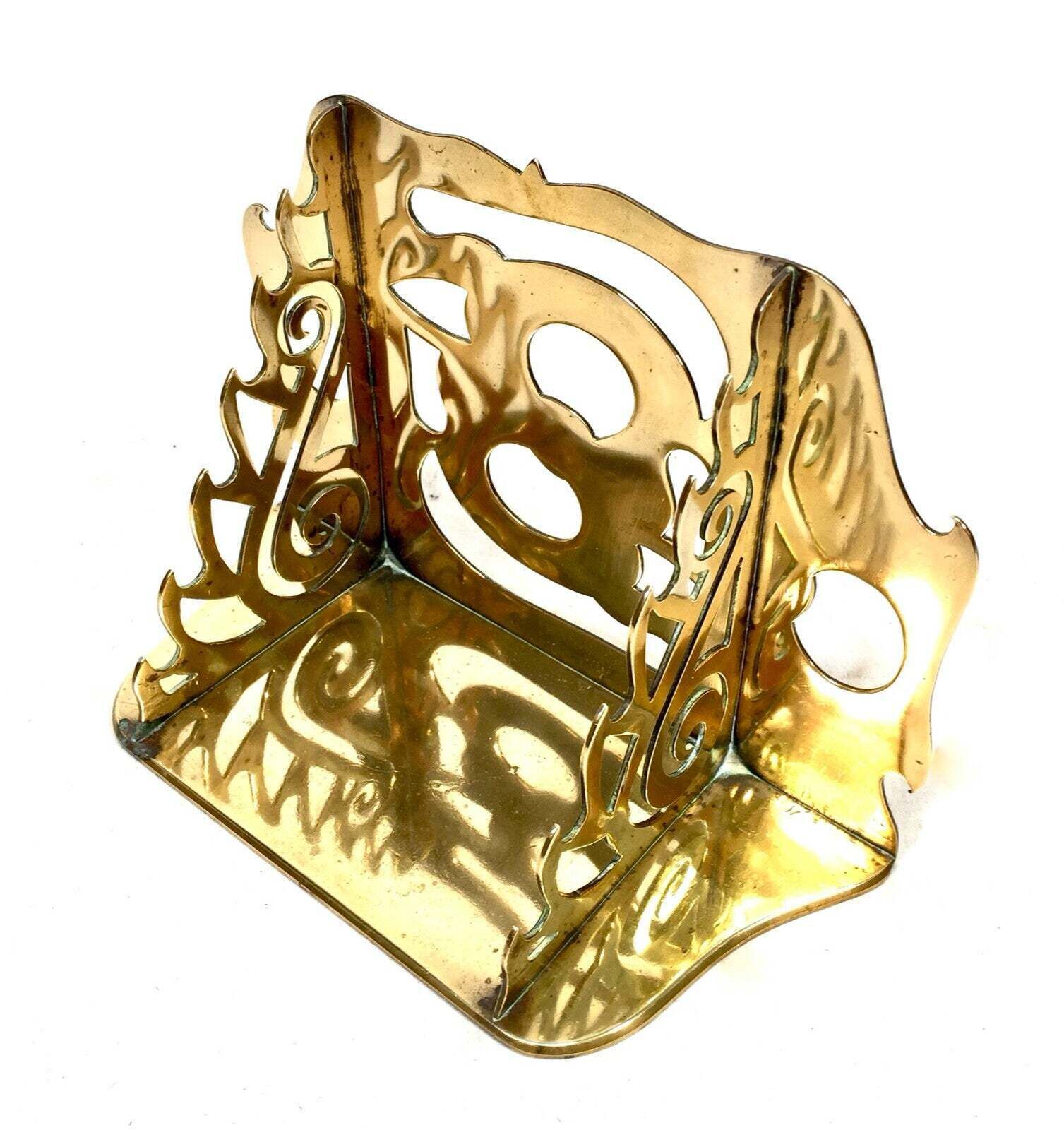 Antique Art Nouveau Brass Desktop Tabletop Pen Holder / Display Rack C.1900 photo 59.0