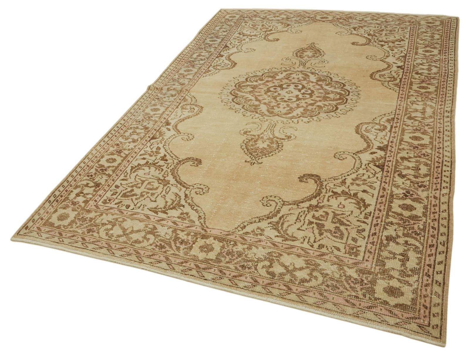 6x10 Beige Turkish Vintage Area Rug photo for sale