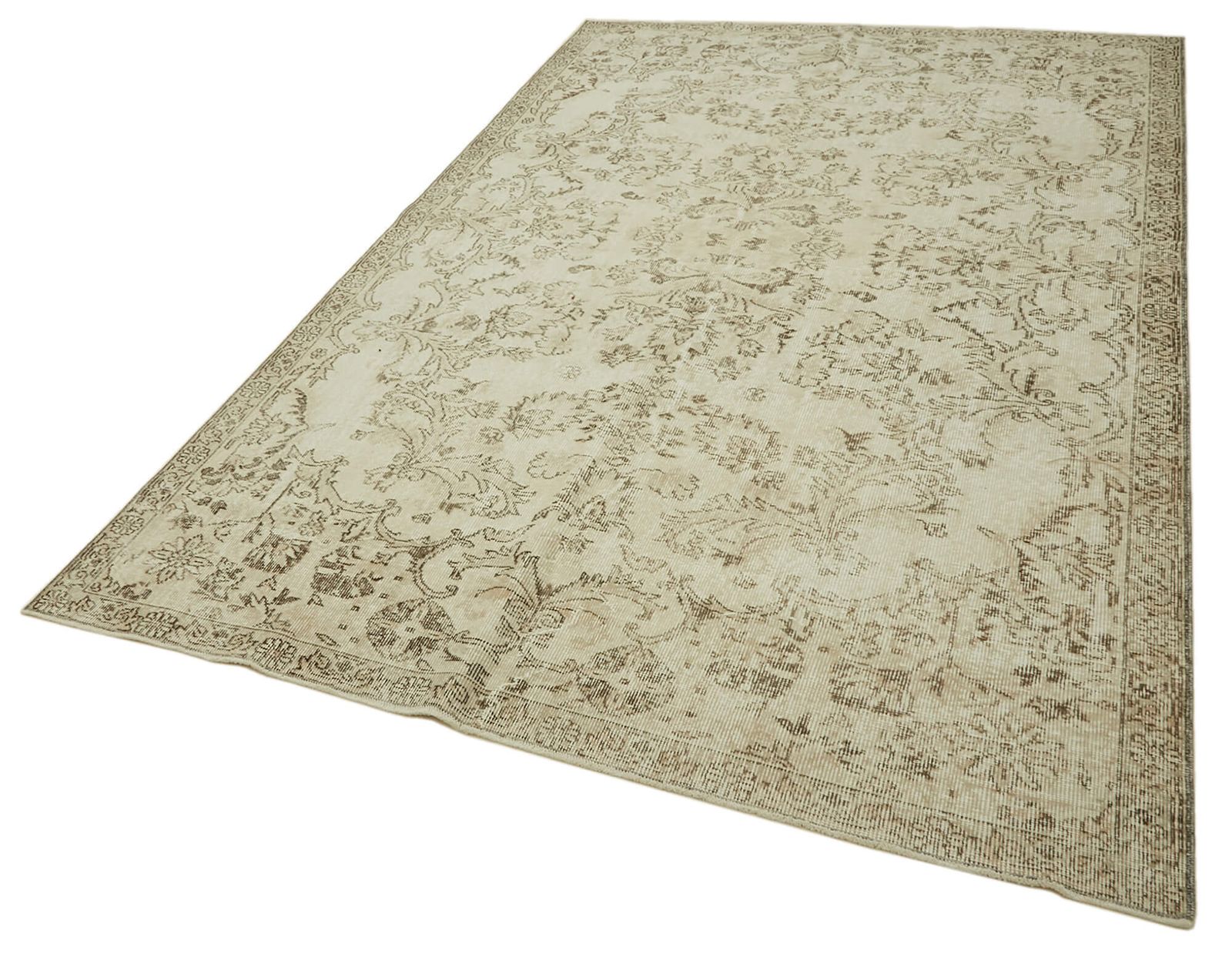 6x10 Beige Turkish Vintage Area Rug photo for sale