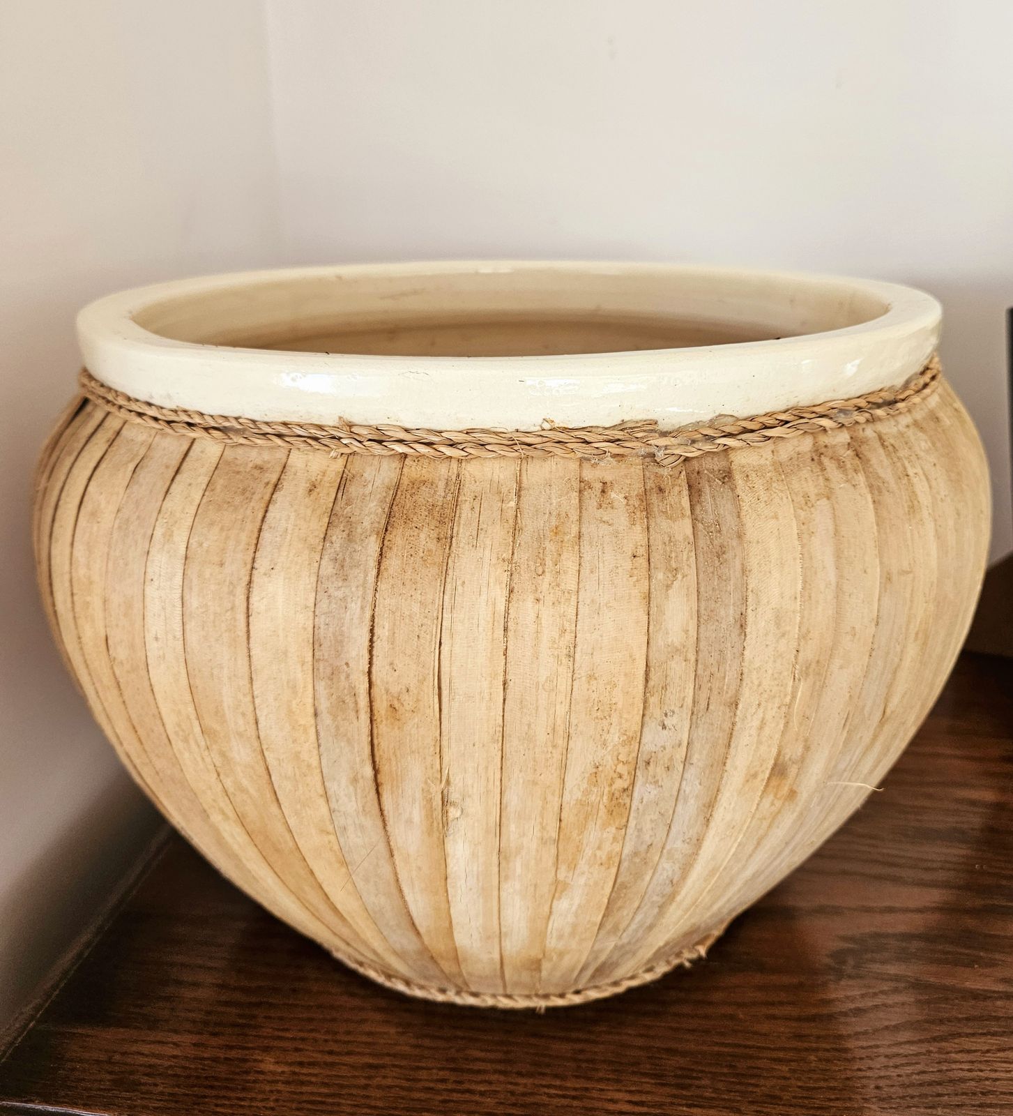 photo furniture Large, Ceramic & Bamboo Indoor Planter