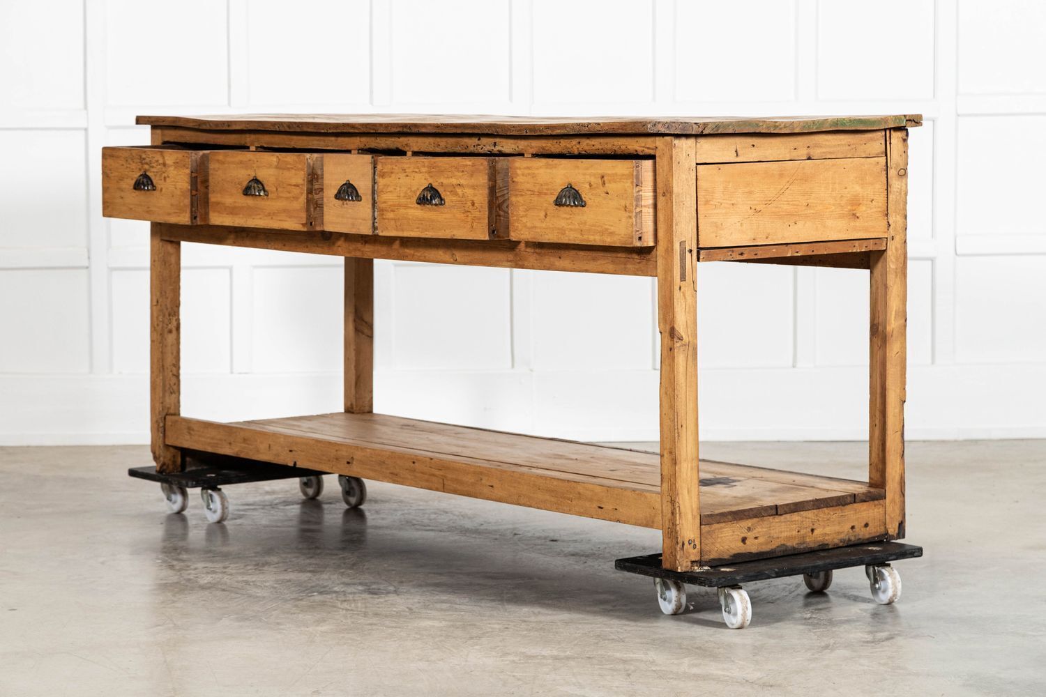 Estate Made Georgian Bleached Country Elm & Pine Dresser Base photo vinterior