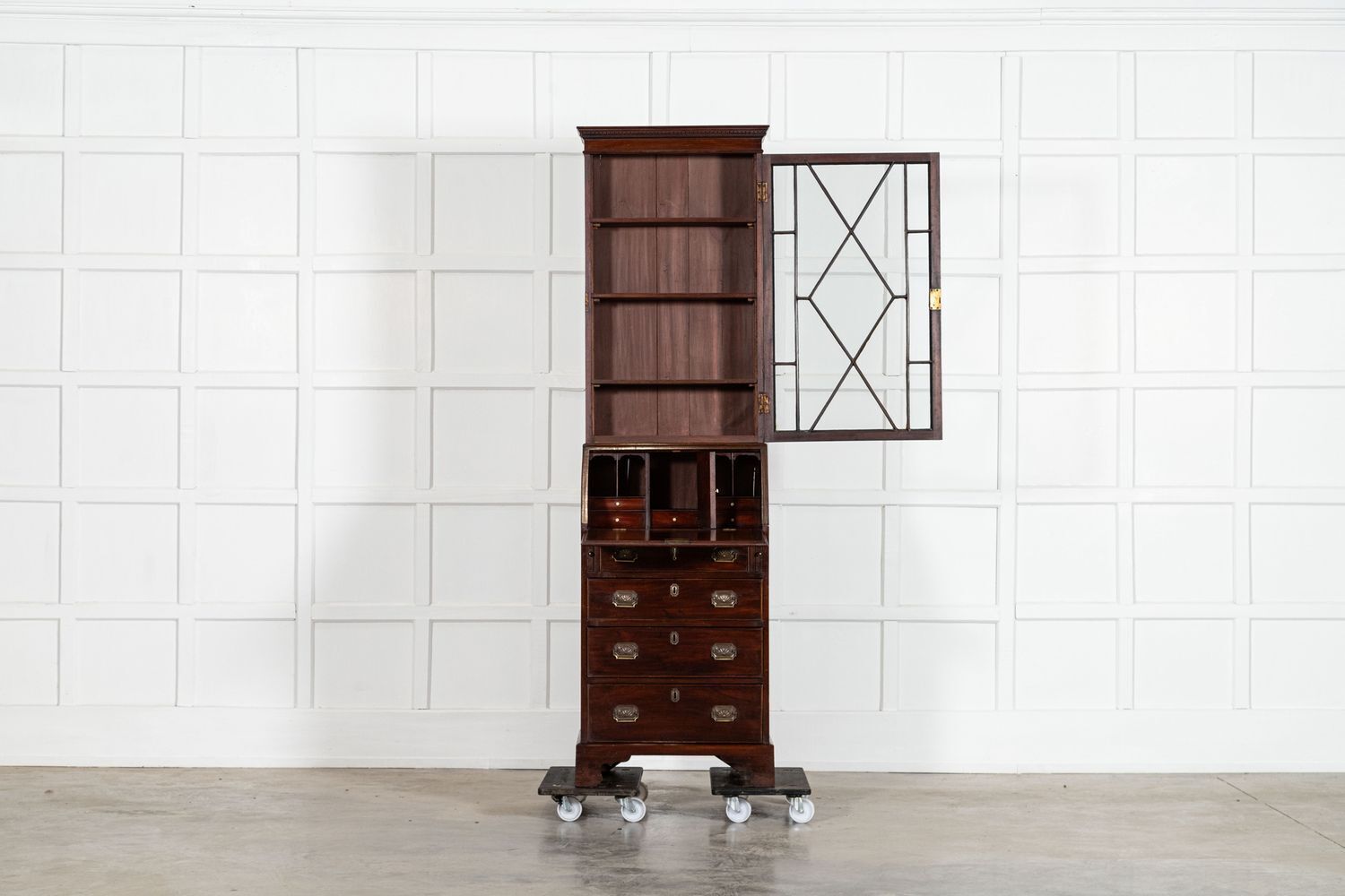 George III Diminutive English Mahogany Glazed Bookcase Bureau photo furniture