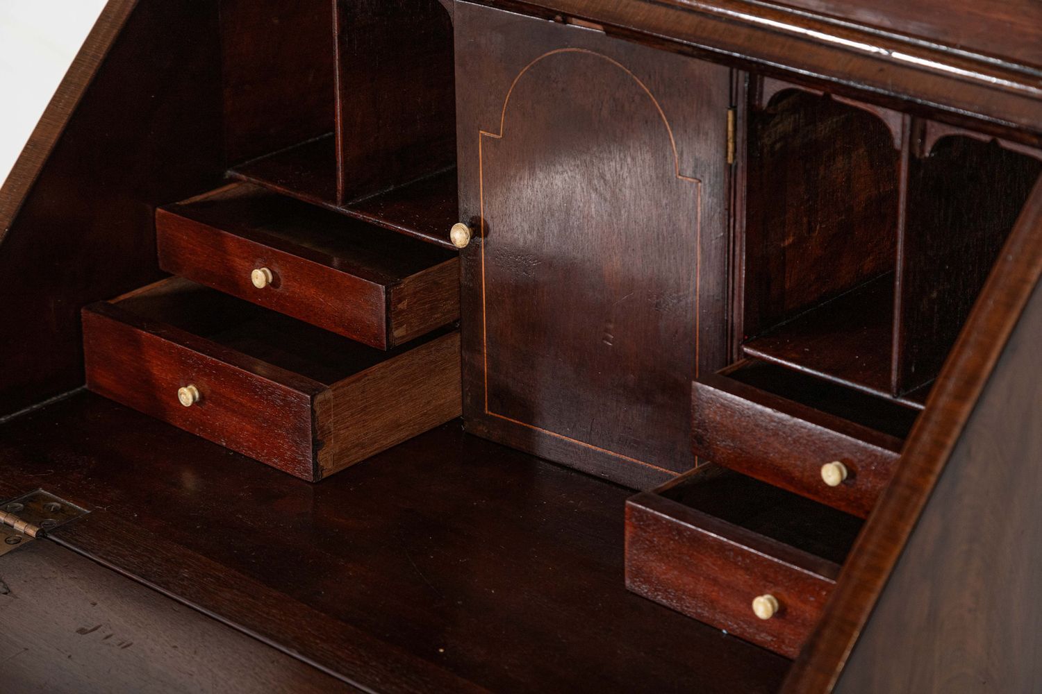 photo for sale George III Diminutive English Mahogany Glazed Bookcase Bureau