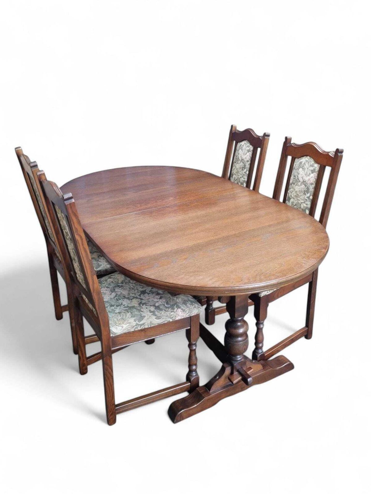 Vintage Old Charm Large Oak Extending Draw Leaf Dining Table 1970s / Seats 6 8 photo for sale