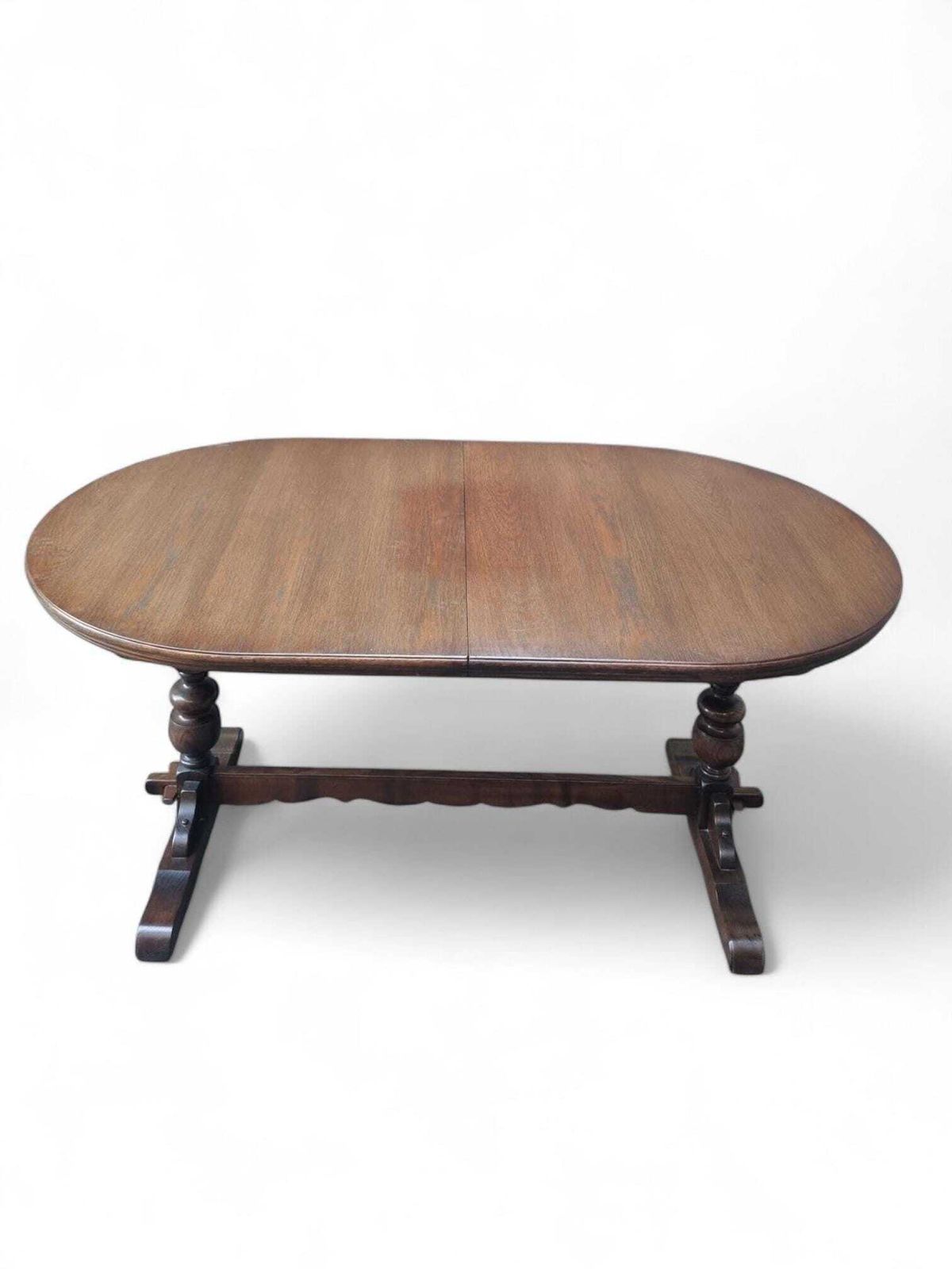 Vintage Old Charm Large Oak Extending Draw Leaf Dining Table 1970s / Seats 6 8 photo vinterior
