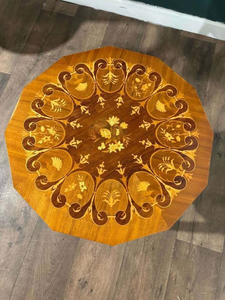 Marquetry Inlaid Sewing Table photo for sale