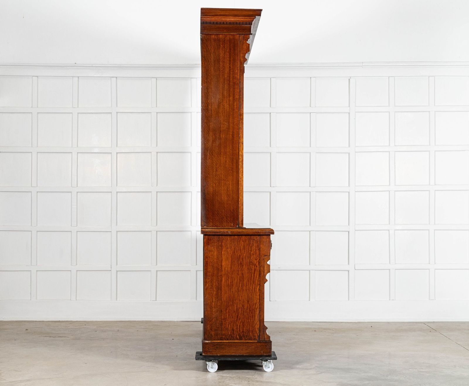 Monumental English 19thc Oak Glazed Library Bookcase photo vintage