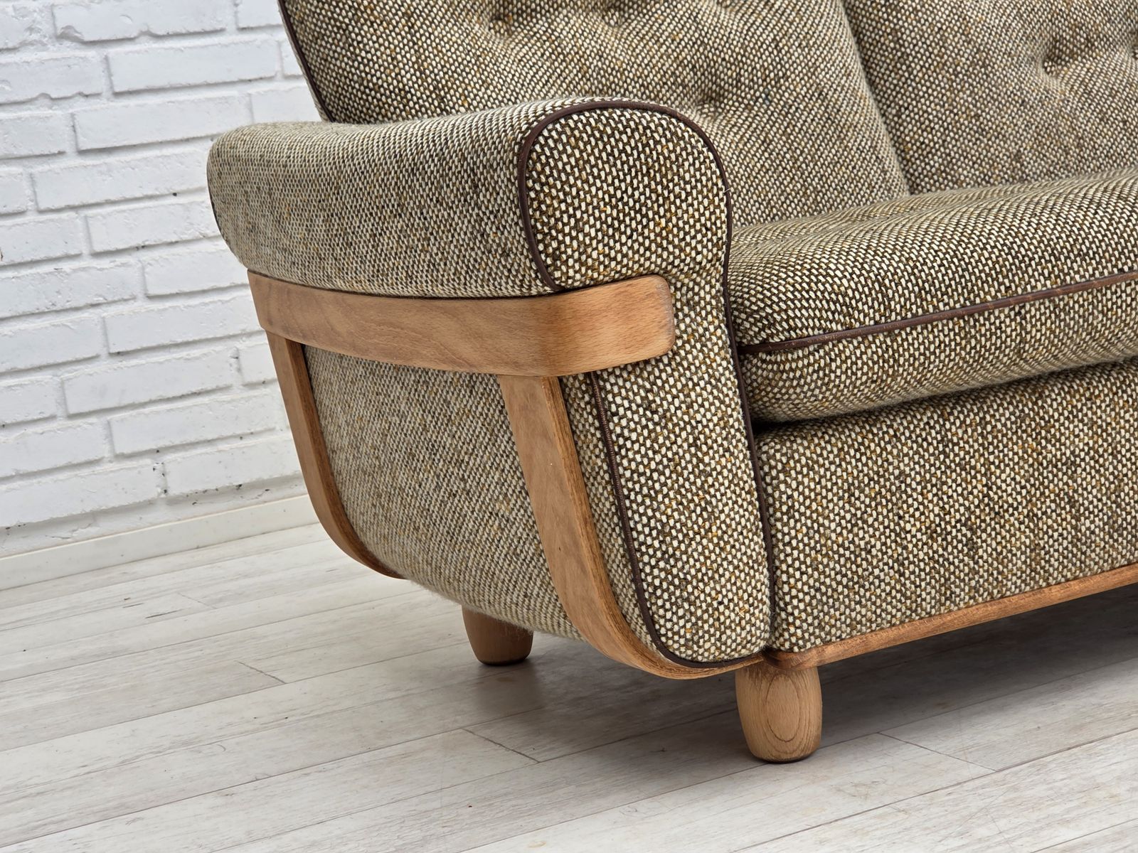 1970s, Danish 2 Seater Sofa, Original Condition, Furniture Wool, Bentwood. photo 1550.0