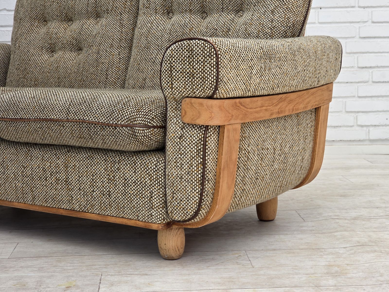 1550.0 1970s, Danish 2 Seater Sofa, Original Condition, Furniture Wool, Bentwood. photo