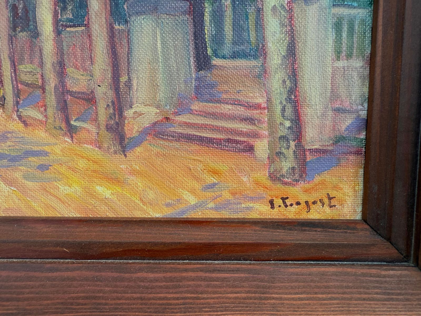 Park In A Catalan City Oil Painting Spanish Cityscape photo for sale