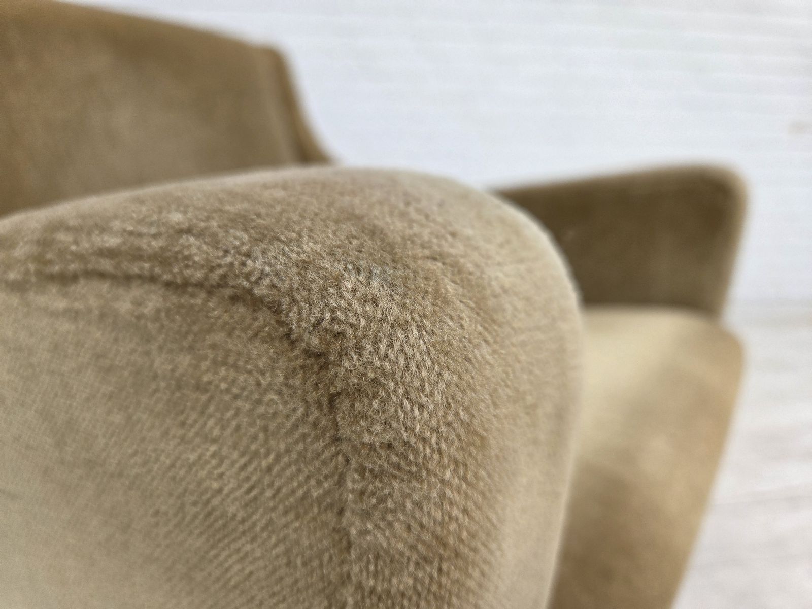1970s, Danish Armchair, Original Green Furniture Velour, Teak Wood Legs. photo 1050.0