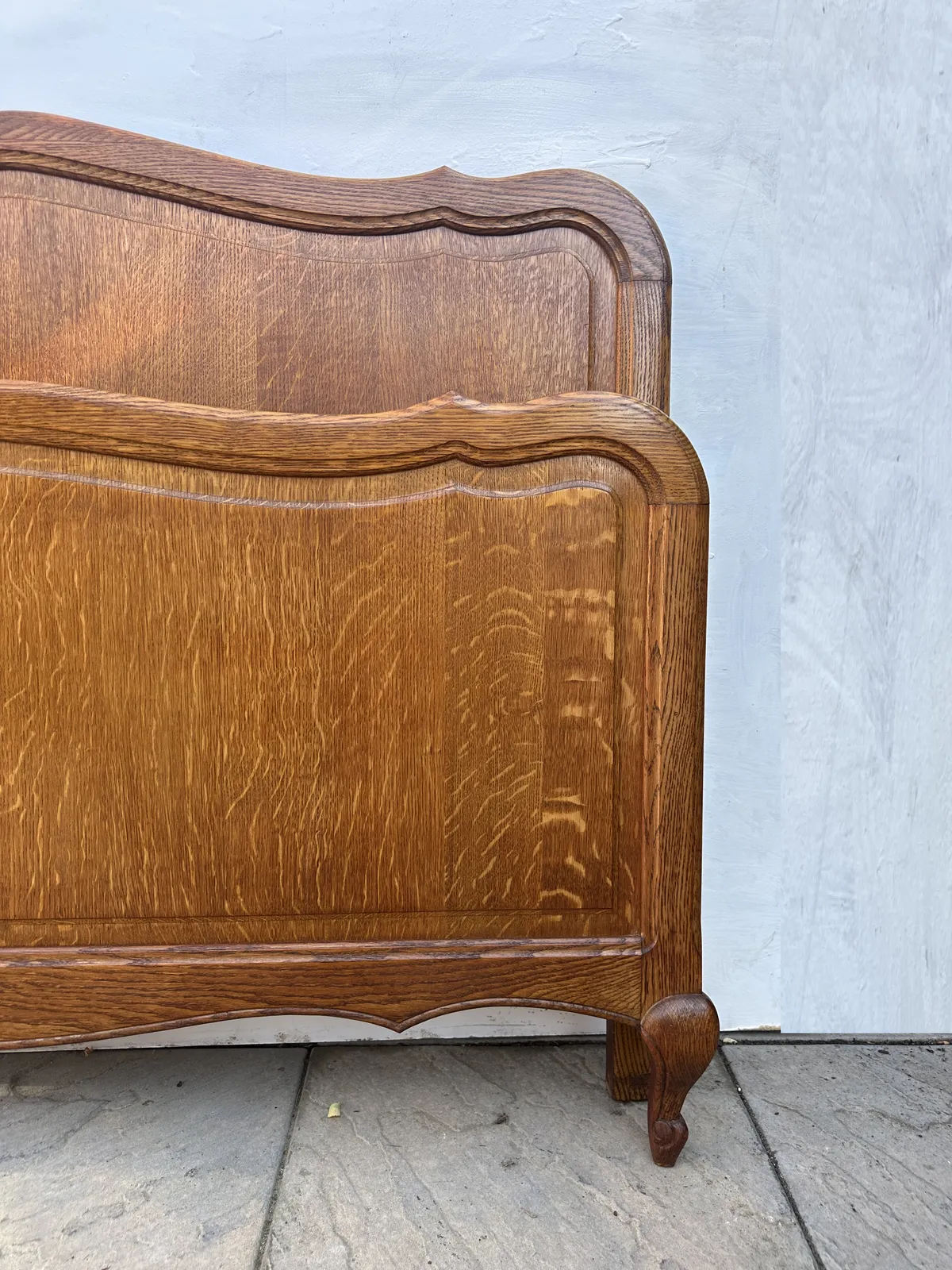 photo furniture Attractive French Louis XV Antique Style Oak Double Bed Frame – Great Condition