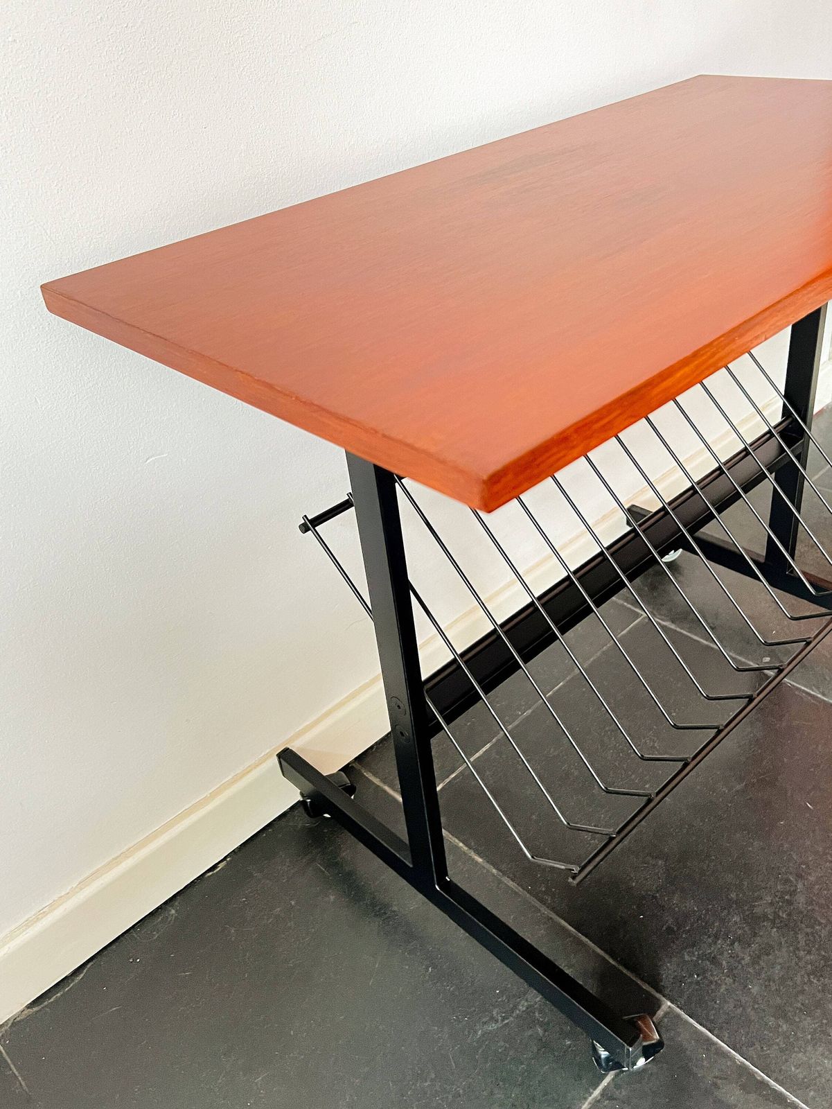 Vintage Mid Century Table On Wheels   Wood, Metal   60/70s   Trolley  Tv Table   Audio Table photo for sale