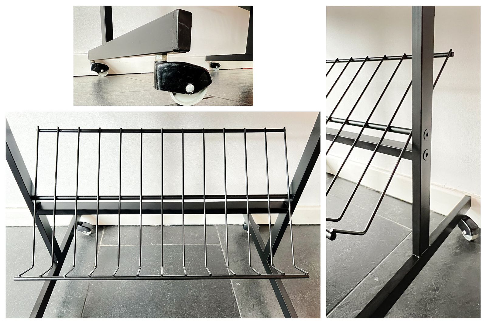 photo furniture Vintage Mid Century Table On Wheels   Wood, Metal   60/70s   Trolley  Tv Table   Audio Table